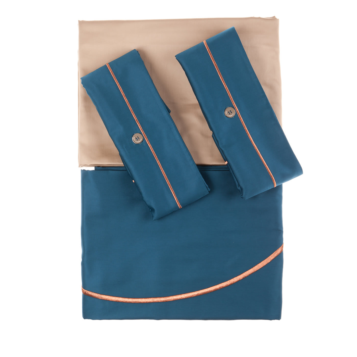 Set di biancheria da letto estiva - Blu petrolio e beige