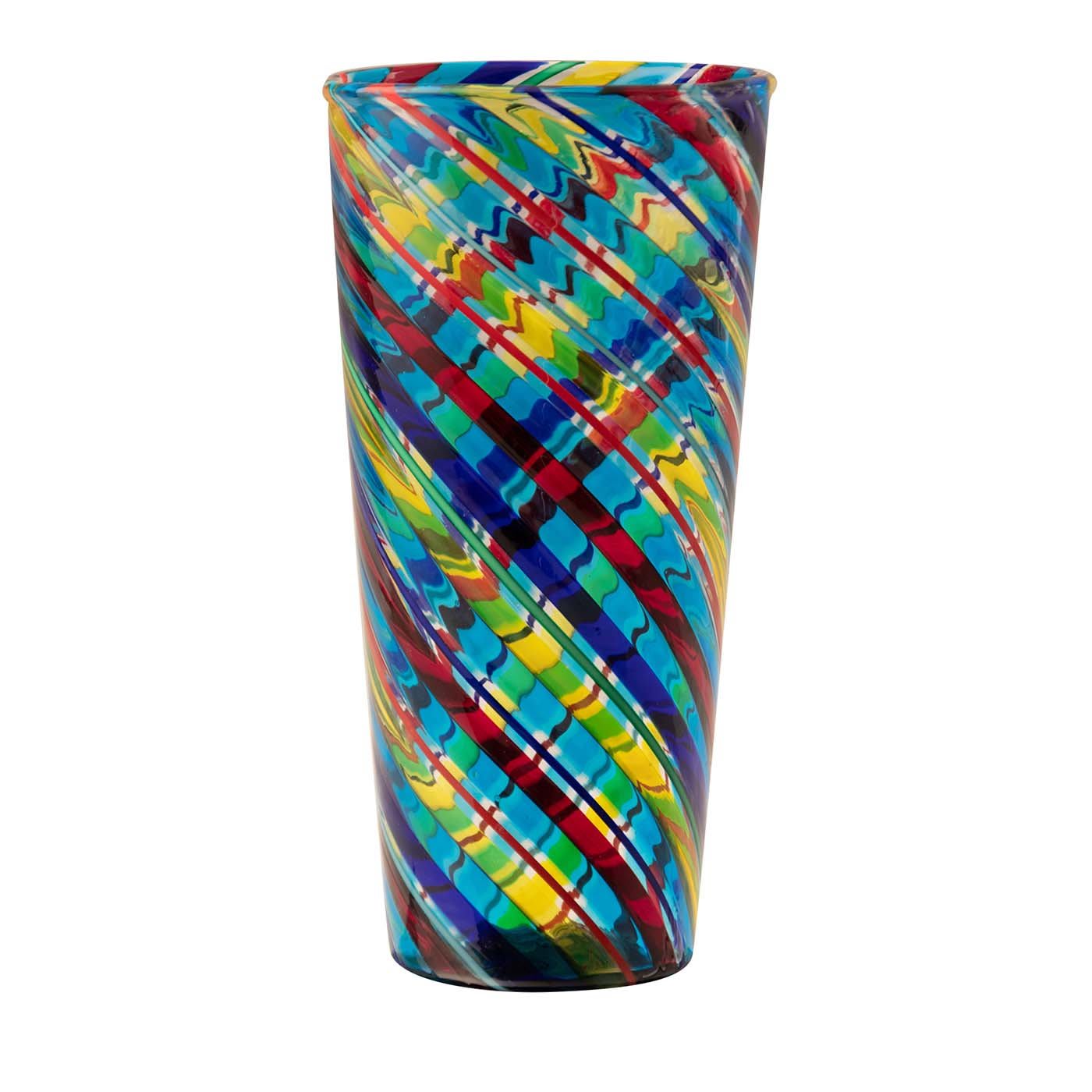 Vaso conico con filigrana multicolore di Angelo Ballarin