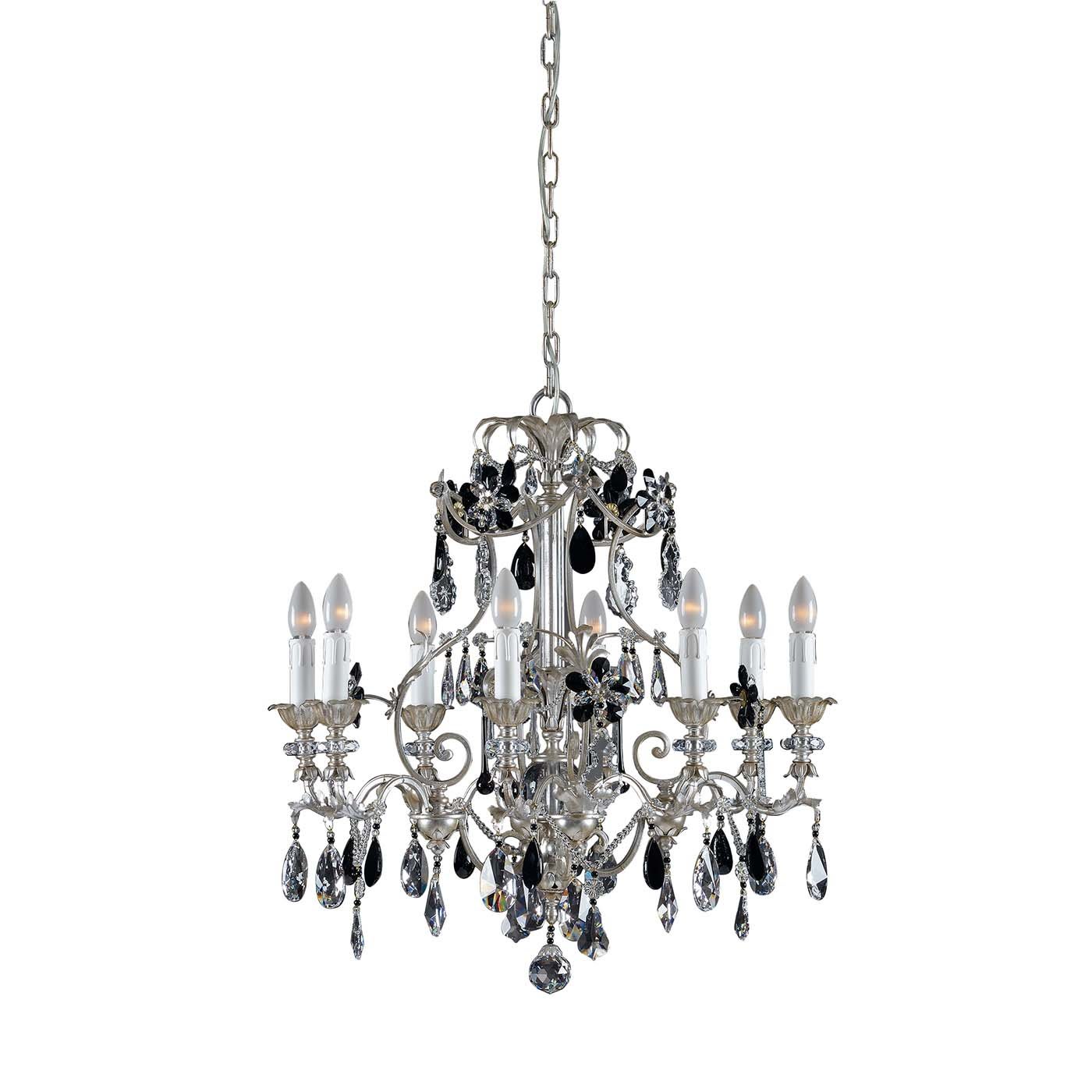 1412 Lampadario a 8 luci in cristallo nero