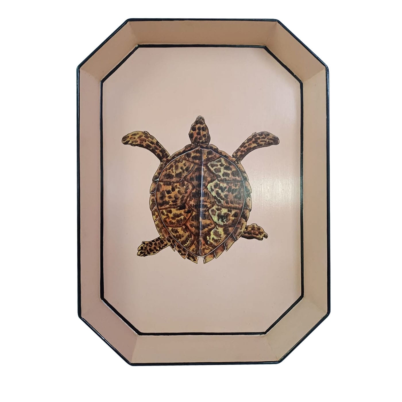 Vassoio in ferro dipinto a mano con tartaruga