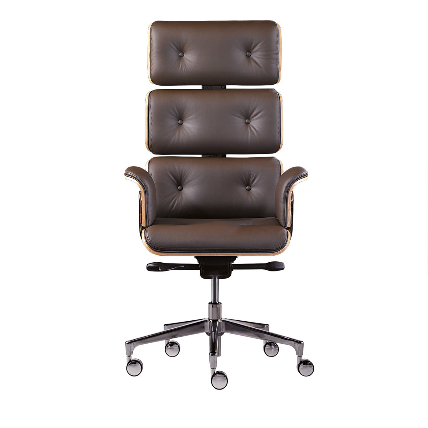 Armadillo 1 Poltrona da ufficio girevole con schienale alto marrone scuro di Rainer Bachschmid