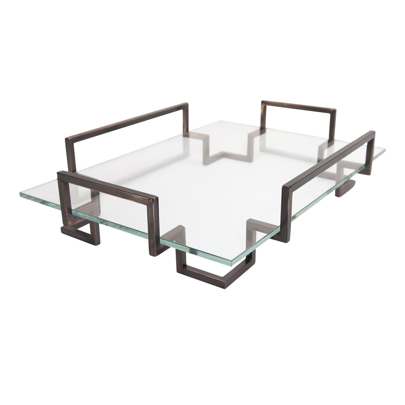 Vassoio Tipsy in ferro bronzato