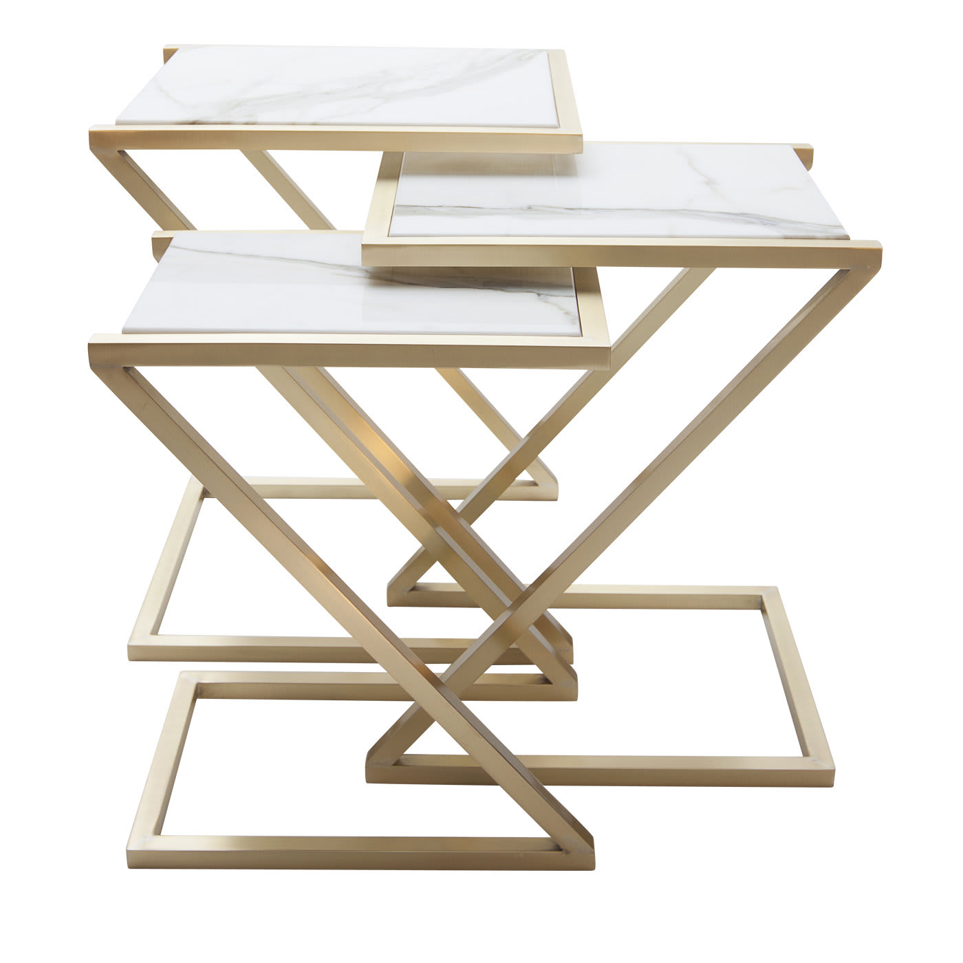 Zumm Zum Zu Set di 3 tavolini da nido in marmo bianco