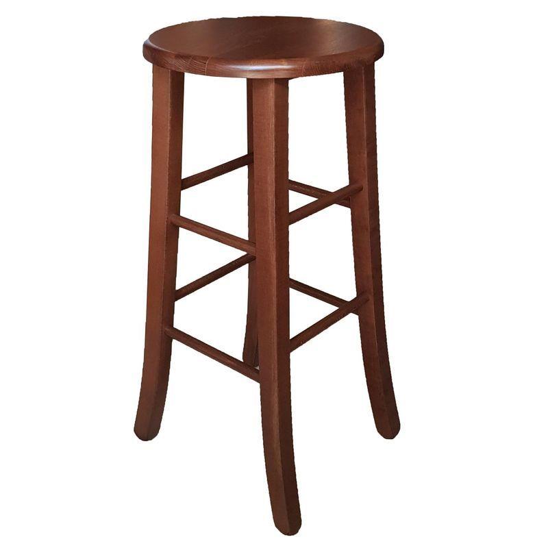 SGABELLO TONDO CON SEDUTA IN MASSELLO COLORE NOCE PER UN ARREDAMENTO RUSTICO STRUTTURA ROBUSTA 32 × 32 × 67 CM