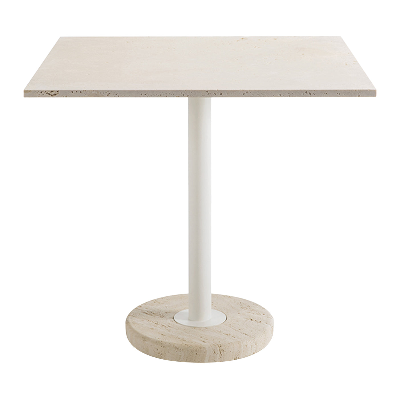 Tavolo bistro quadrato beige in travertino da esterno Tamia