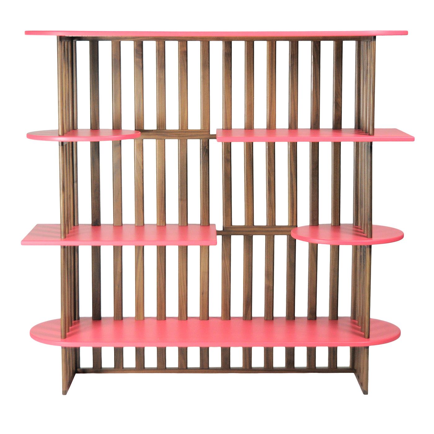Libreria Lido in Legno Rosa a Quattro Livelli