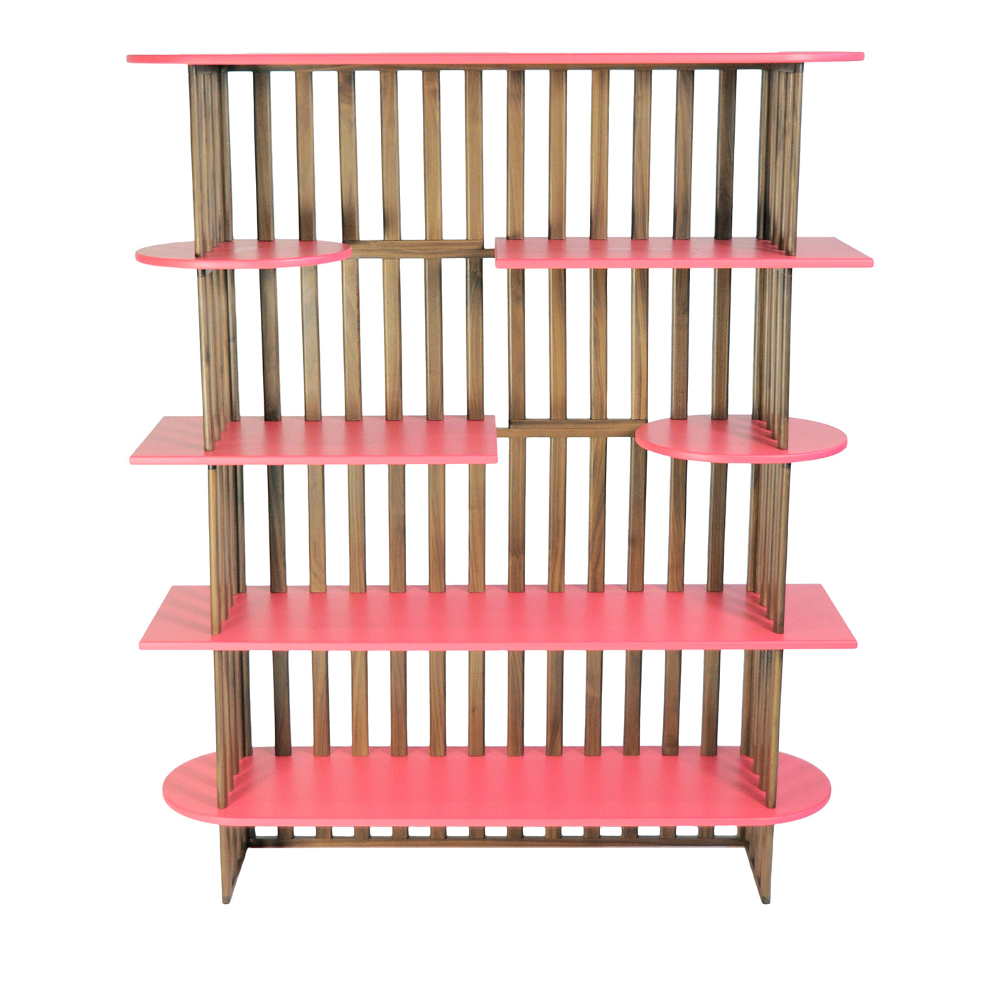 Libreria Lido in legno rosa a cinque ripiani