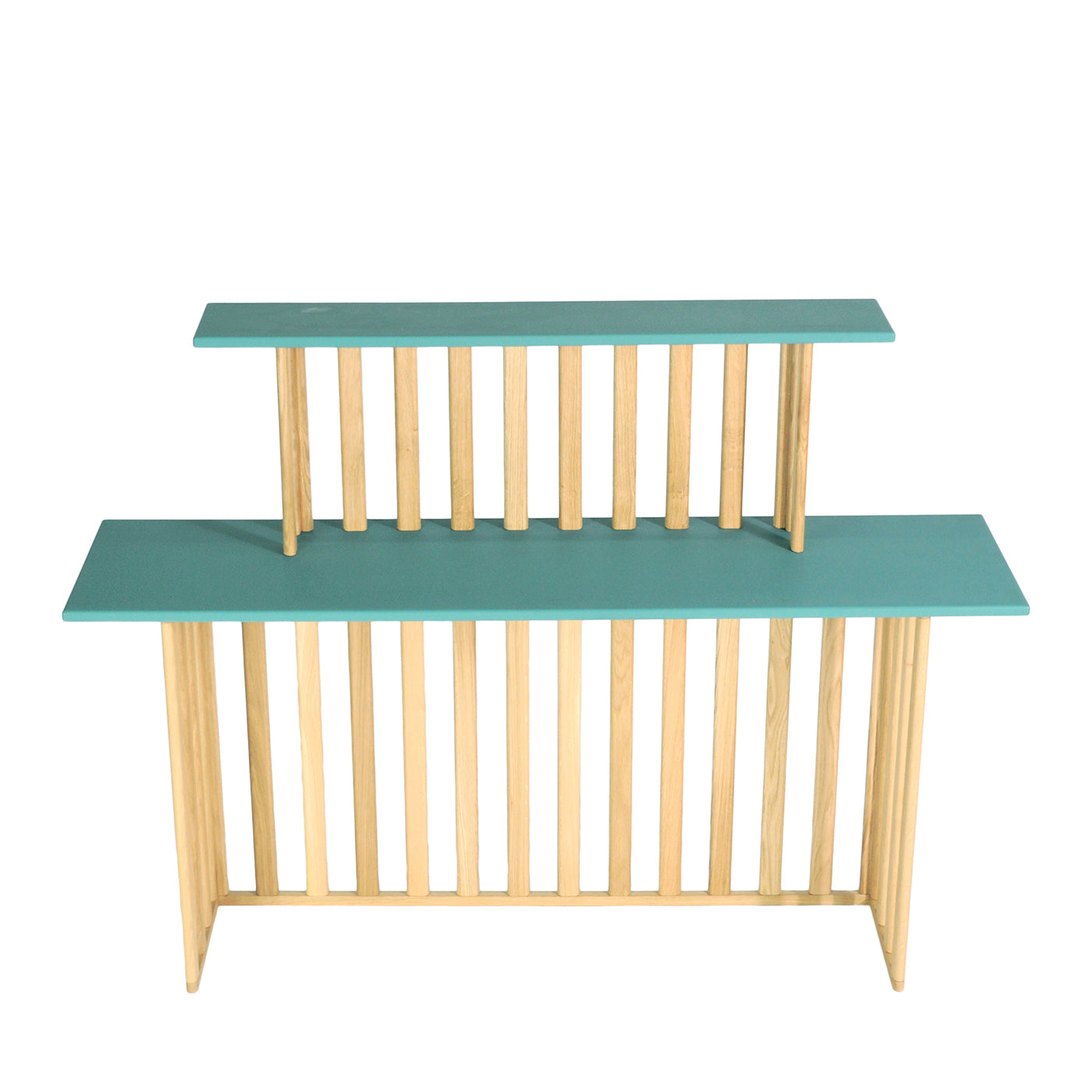 Console Lido Verde in Legno a Due Livelli