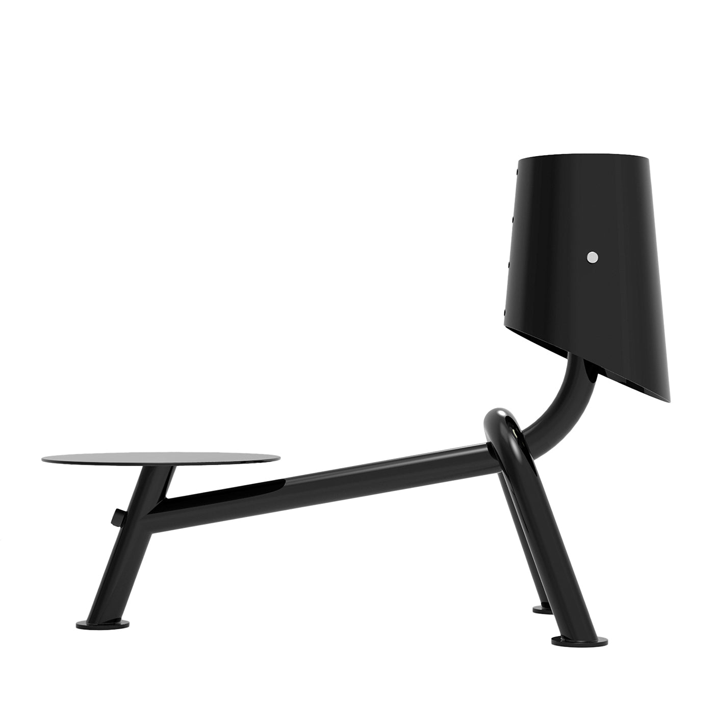 Lampada da tavolo Carlino Nero in acciaio con vassoio