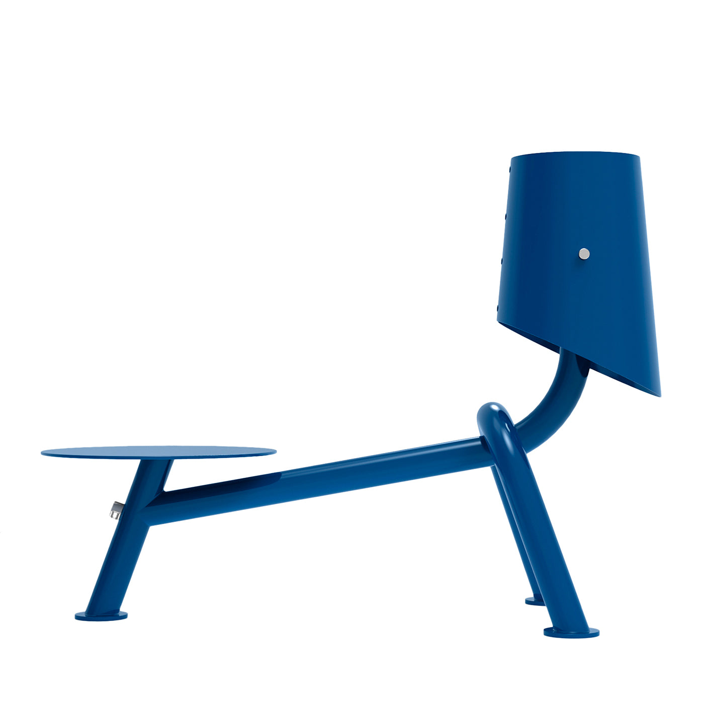 Lampada da tavolo Carlino Blu in acciaio con vassoio