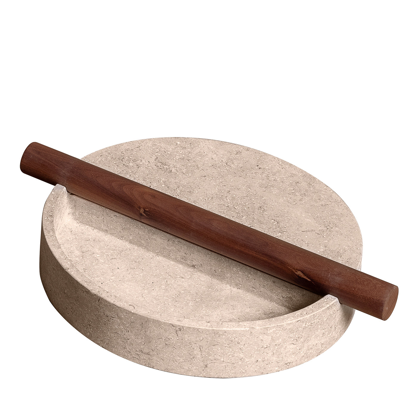 Vassoio in marmo News con manico in legno