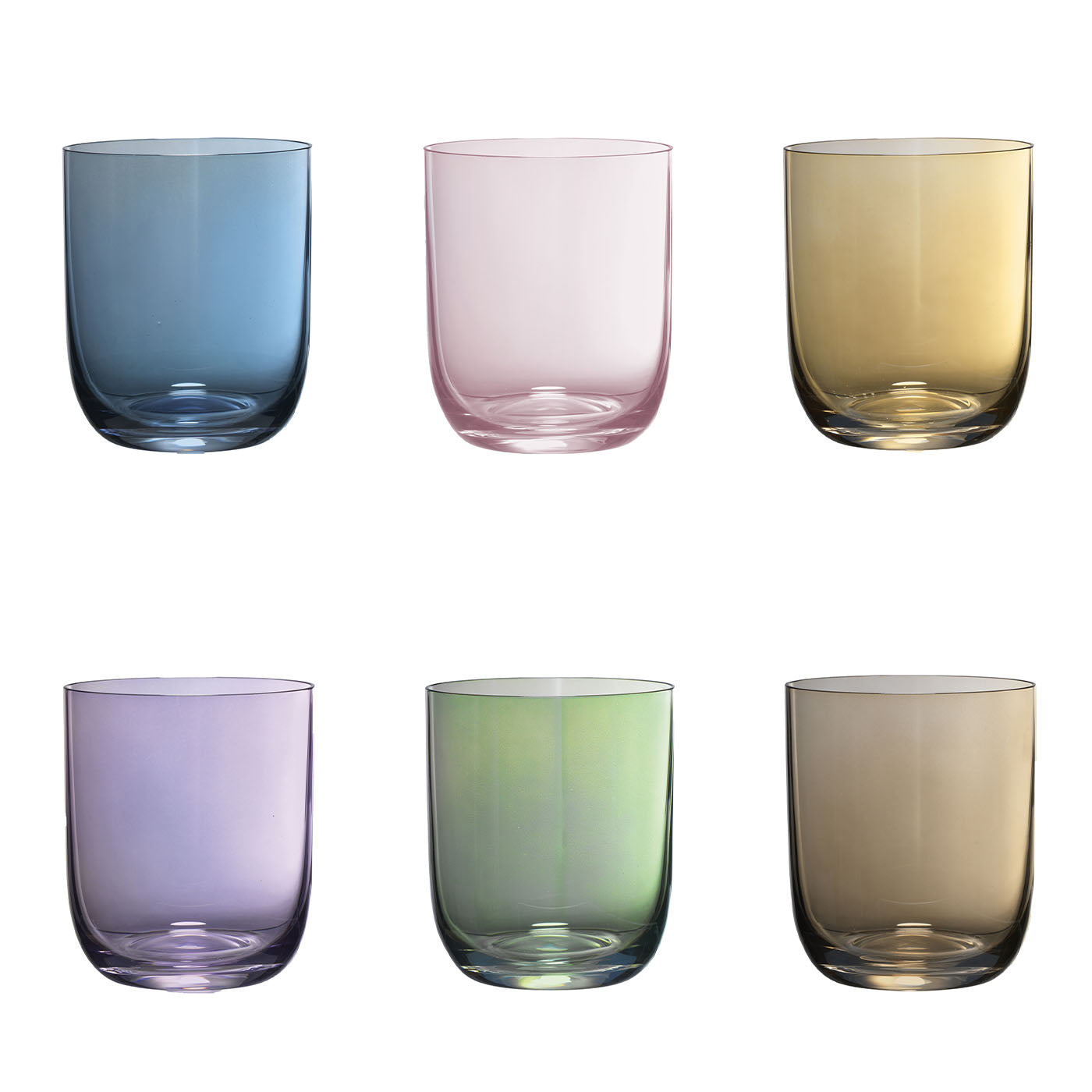 Set di 6 Bicchieri in Vetro Decorati a Mano Colorati Suite