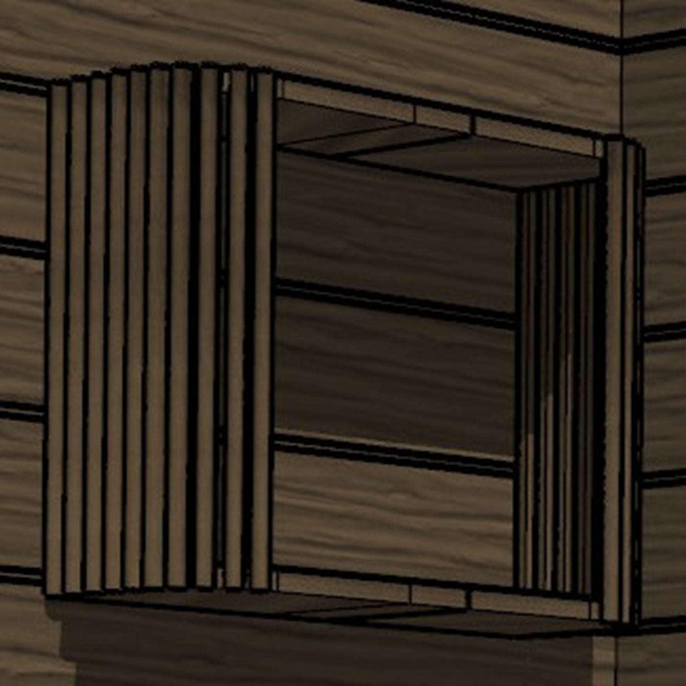 Unità murale in noce Palafitte su misura