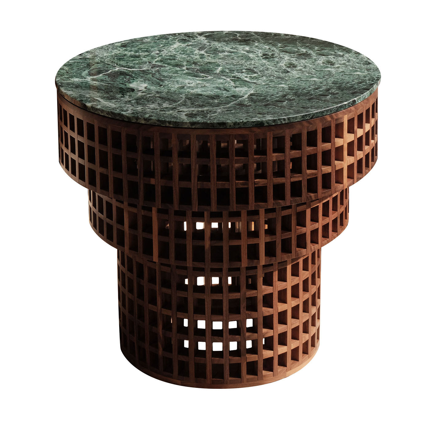 Tavolino in Noce e Marmo Verde Alpi della Collezione Carabottino in Edizione Limitata