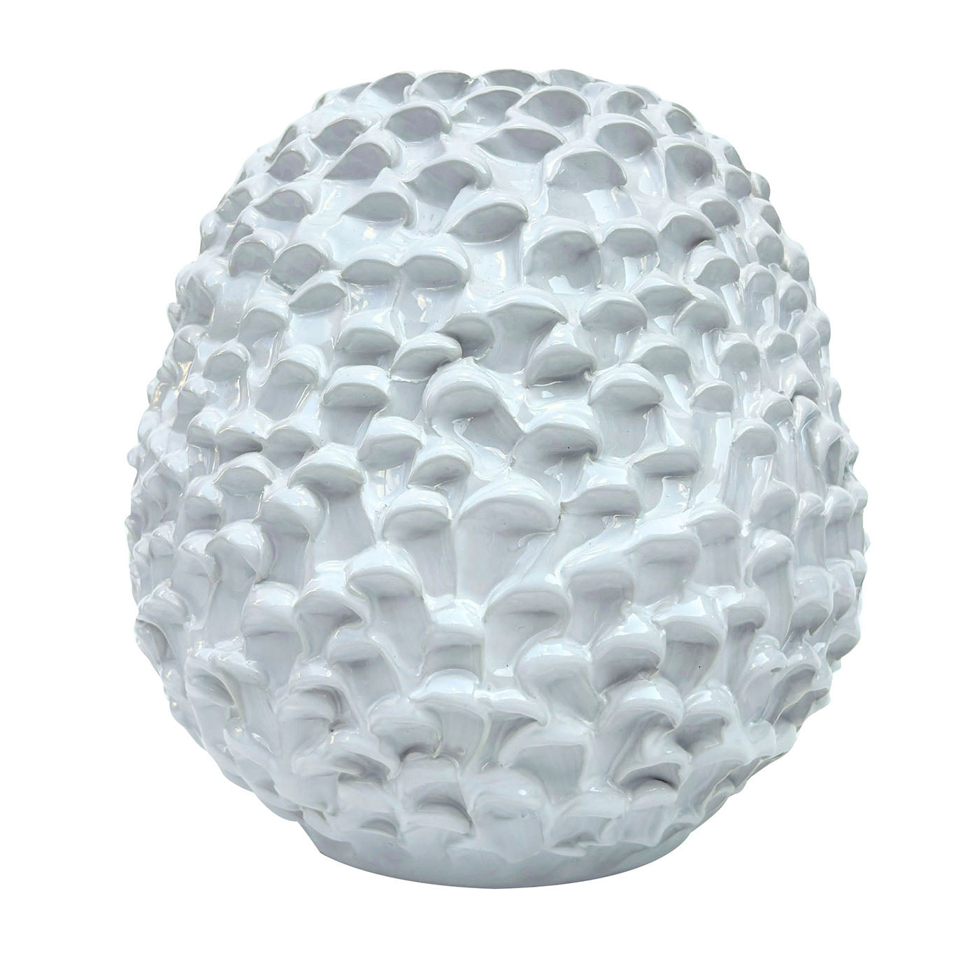 Vaso decorativo Small Round della serie Onda in ceramica bianca lucida