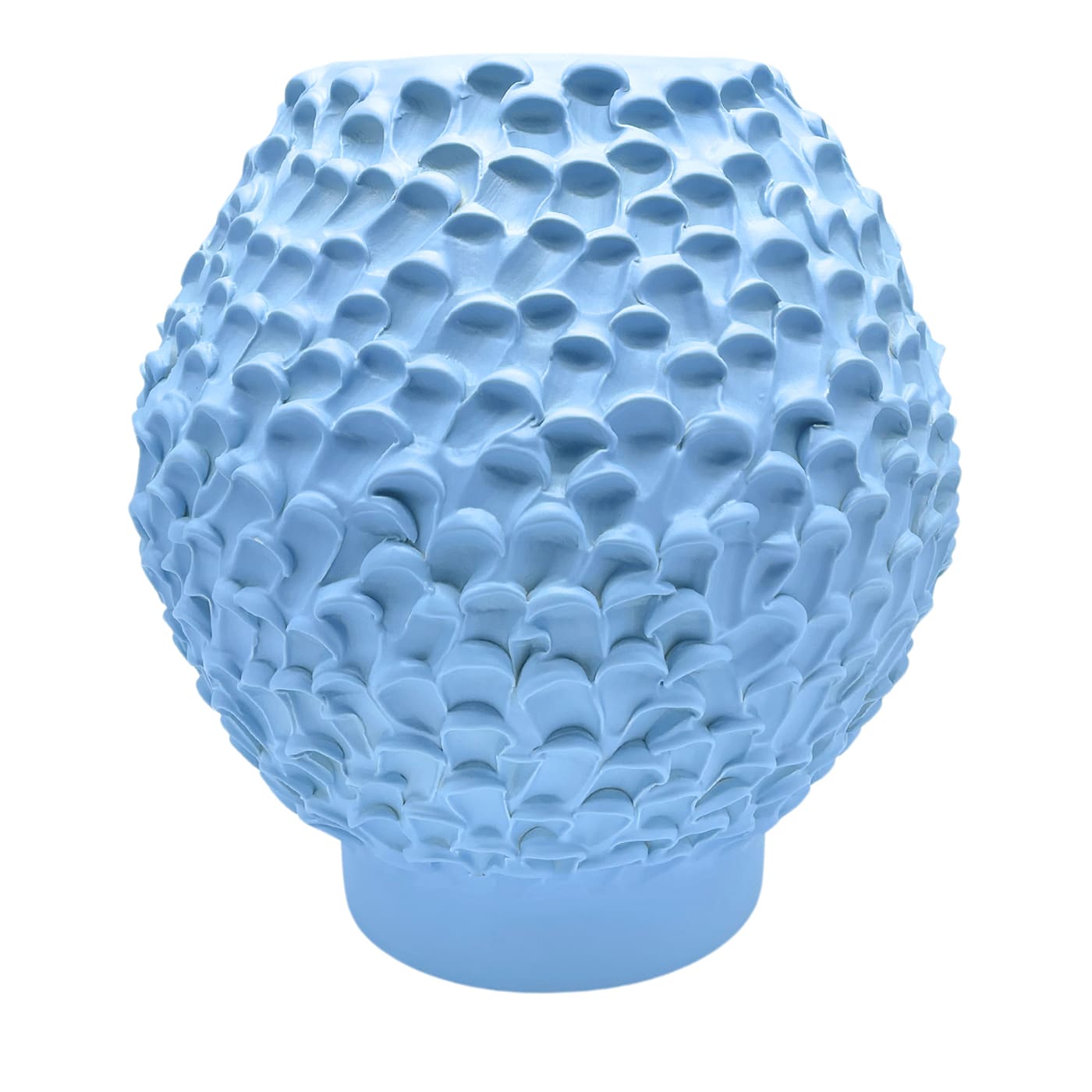 Vaso in Ceramica Olive Serie Onda Blu Leggero