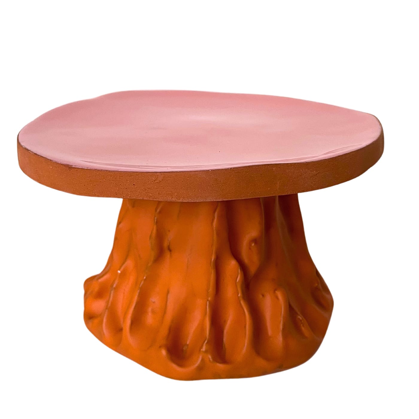 Alzata in Ceramica Serie Fungo Rosa e Arancione