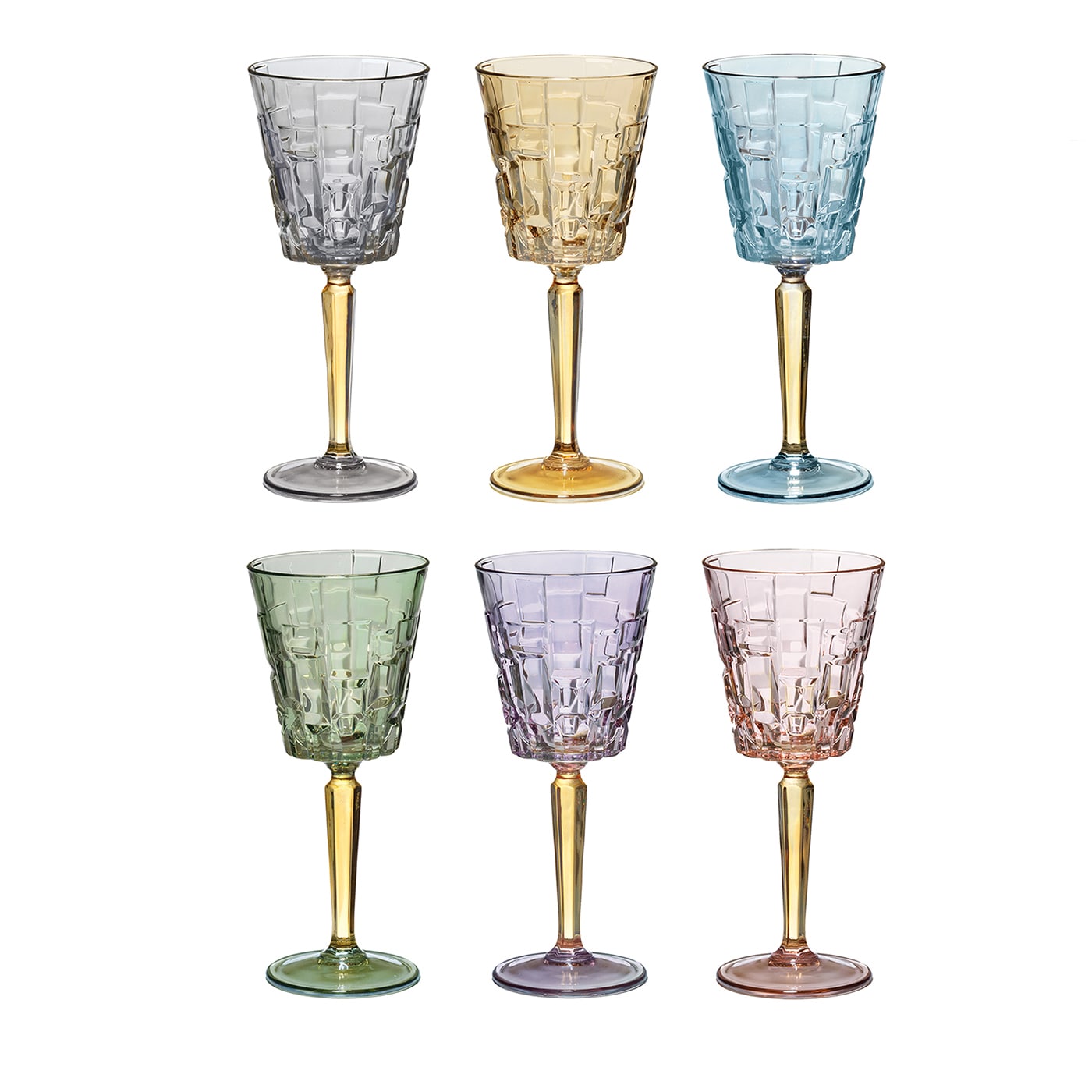 Set di 6 bicchieri da acqua quadrati stampati #2