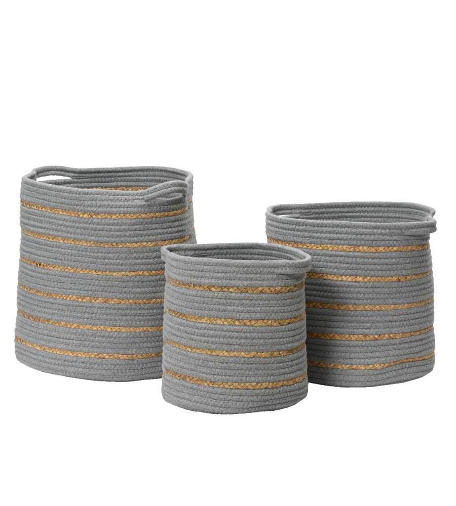 Cesta intreciata grigio e oro piccola
