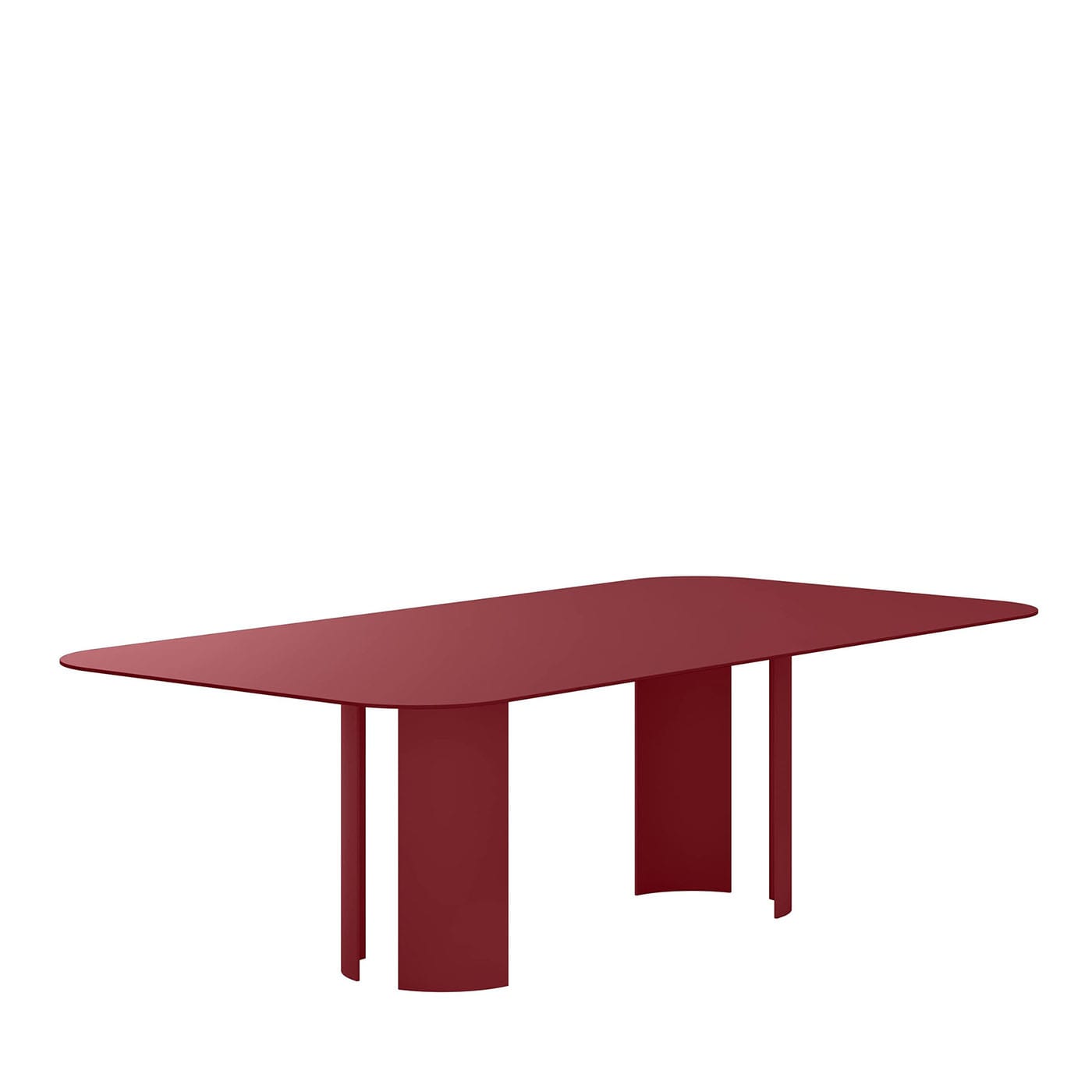 Tavolo da Pranzo Rettangolare Grande India in Metallo Rosso per Esterni