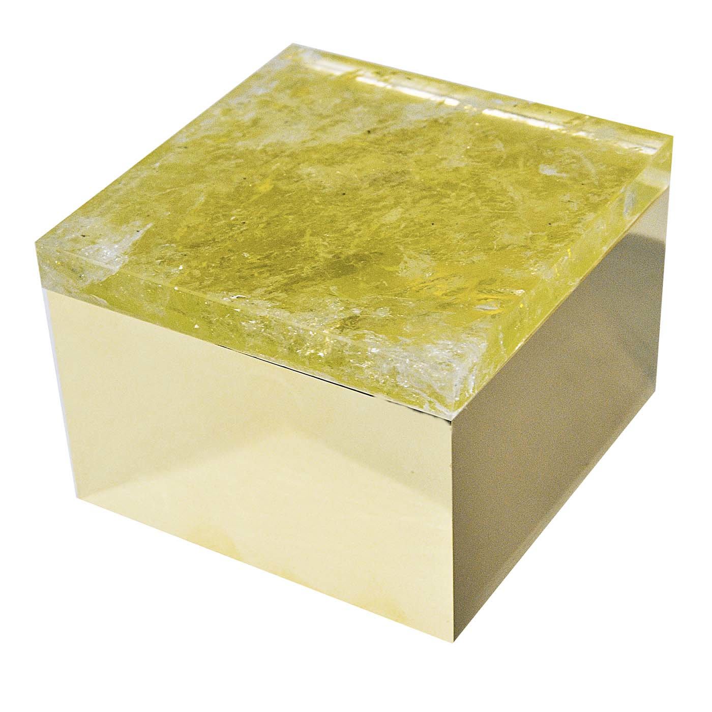 Scatola in ottone di quarzo giallo