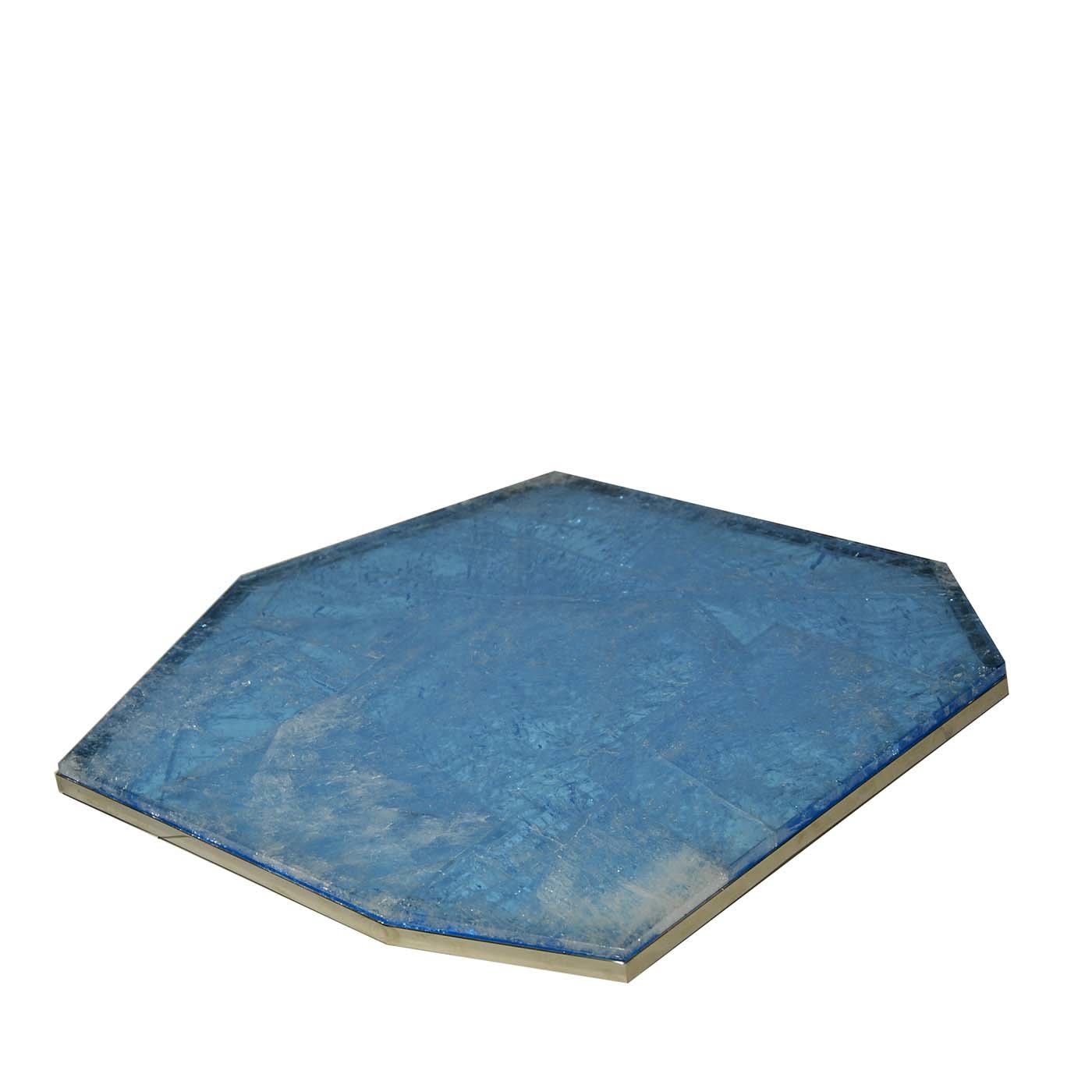 Vassoio in ottone con quarzo azzurro
