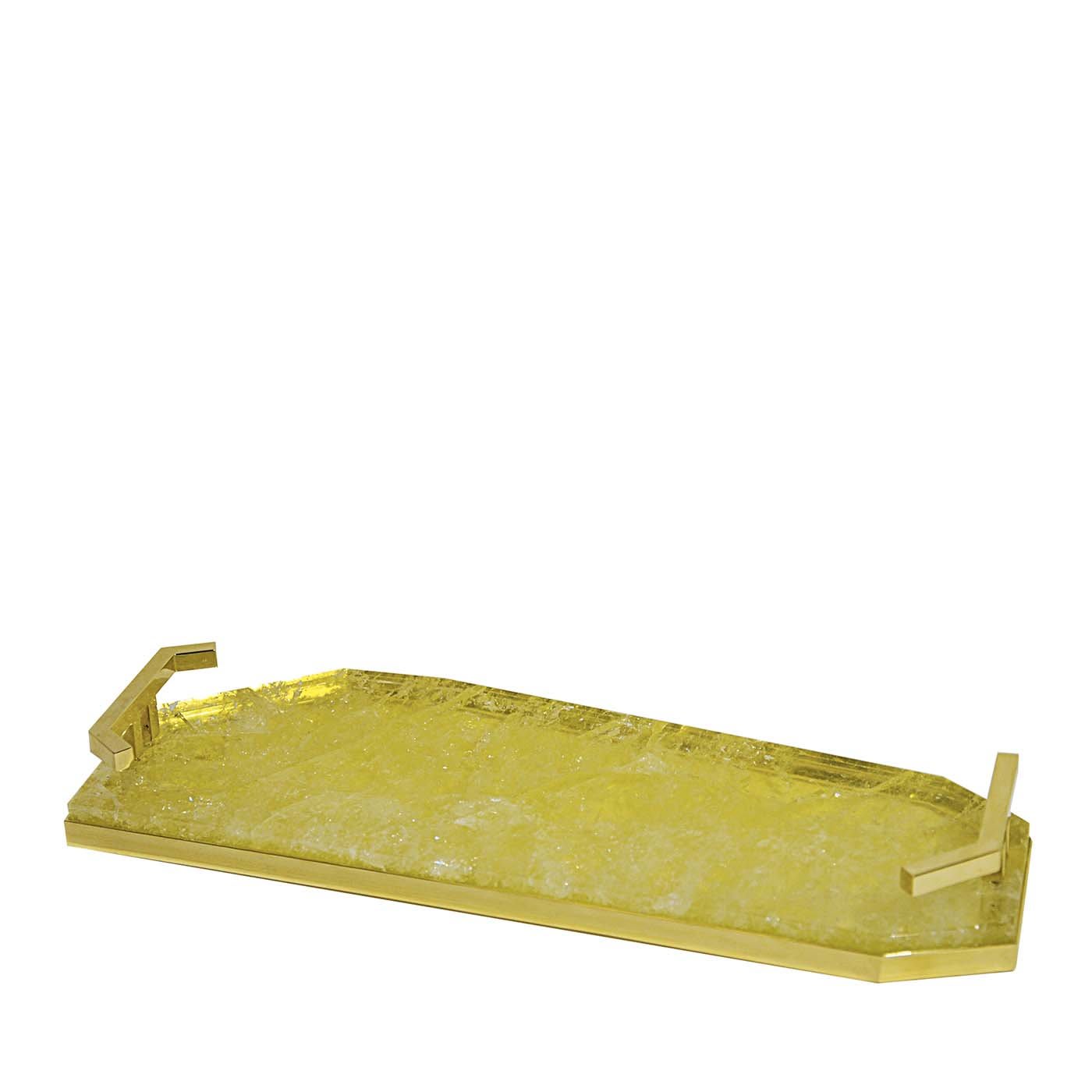 Vassoio in ottone con quarzo giallo