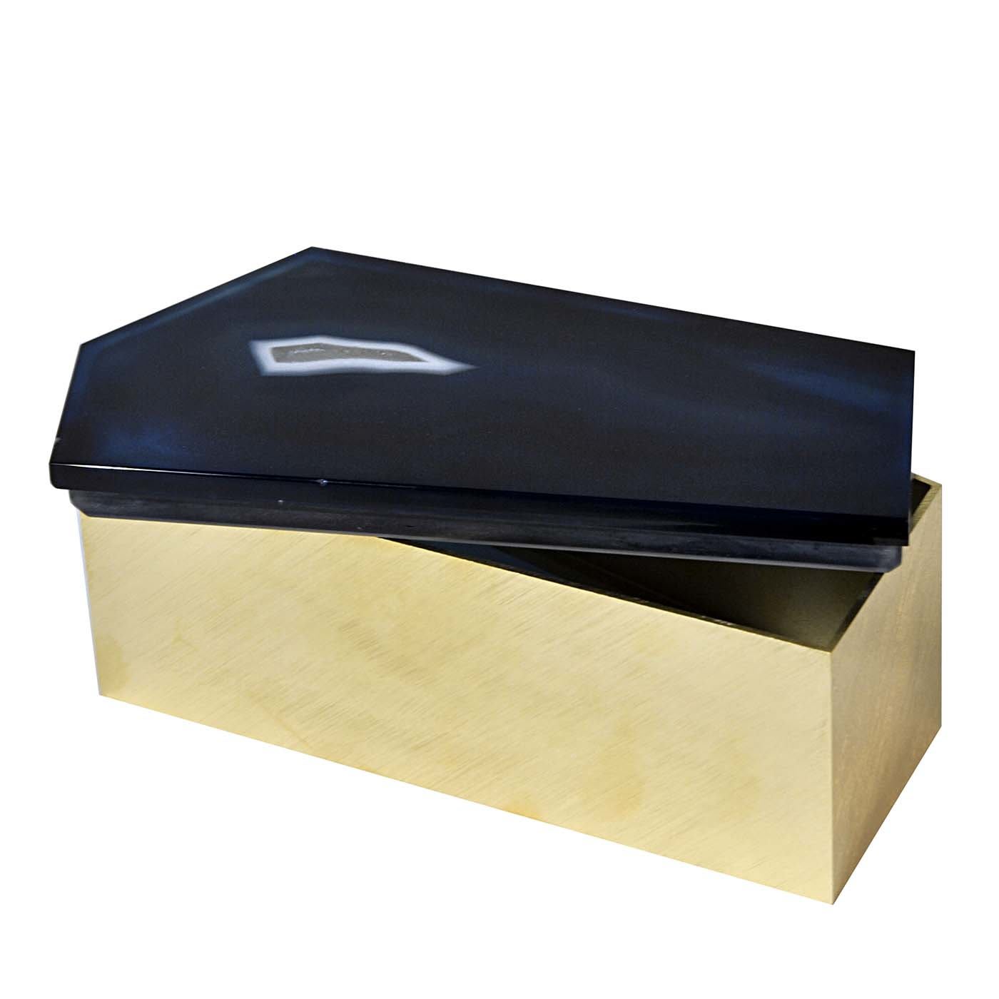 Scatola in ottone con coperchio in agata