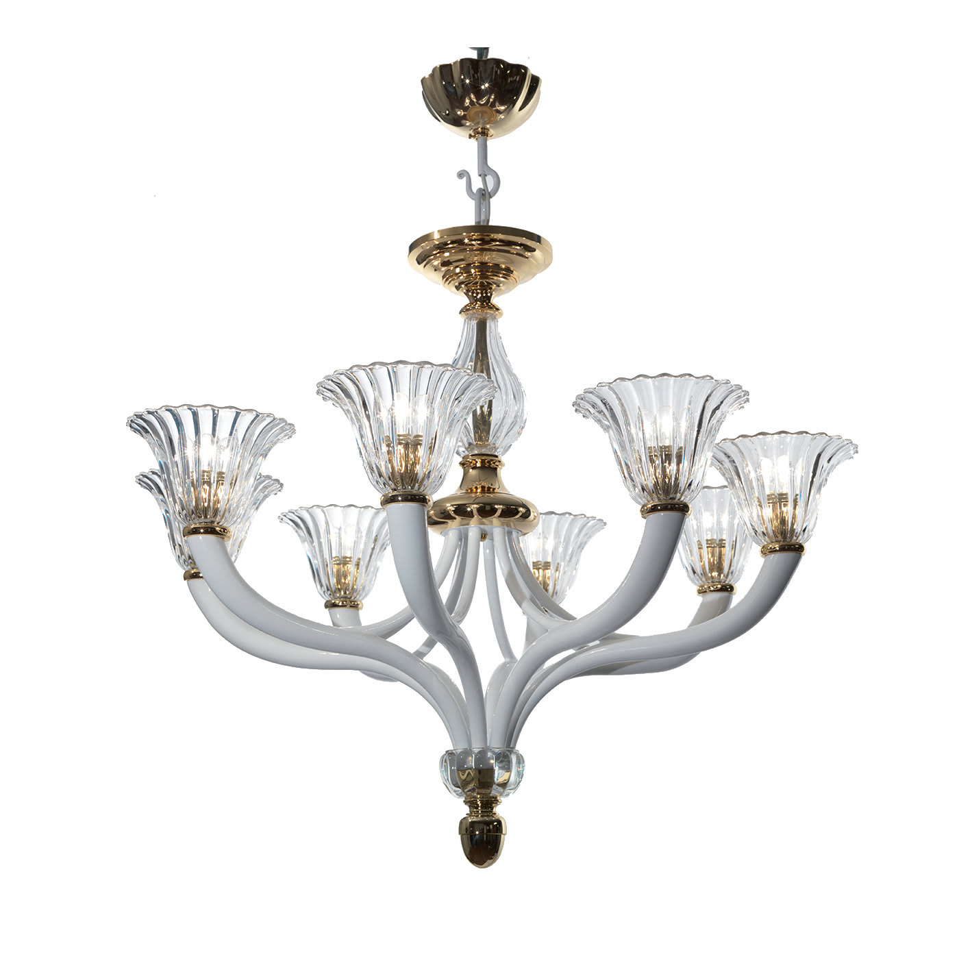 Lampadario in ottone e cristallo