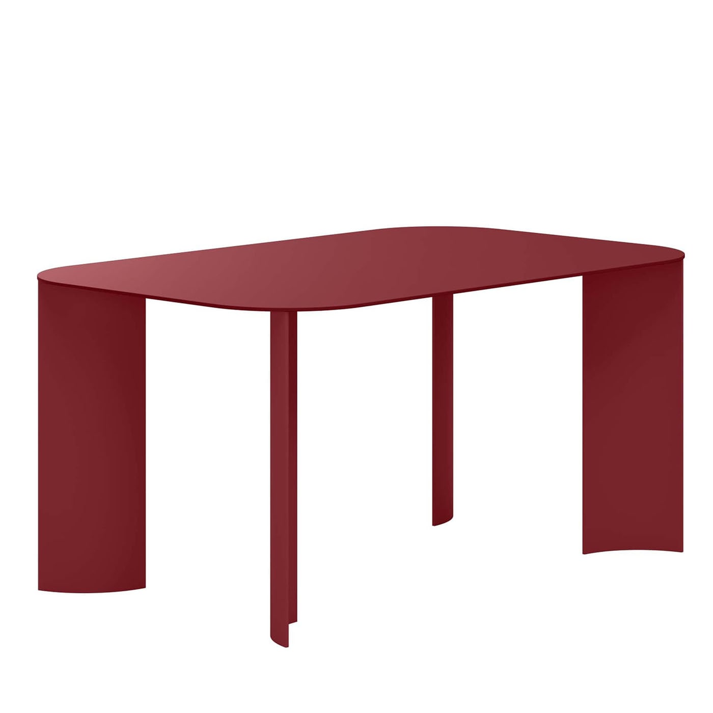 Tavolo da Pranzo Rettangolare Medio India in Metallo Rosso per Esterni