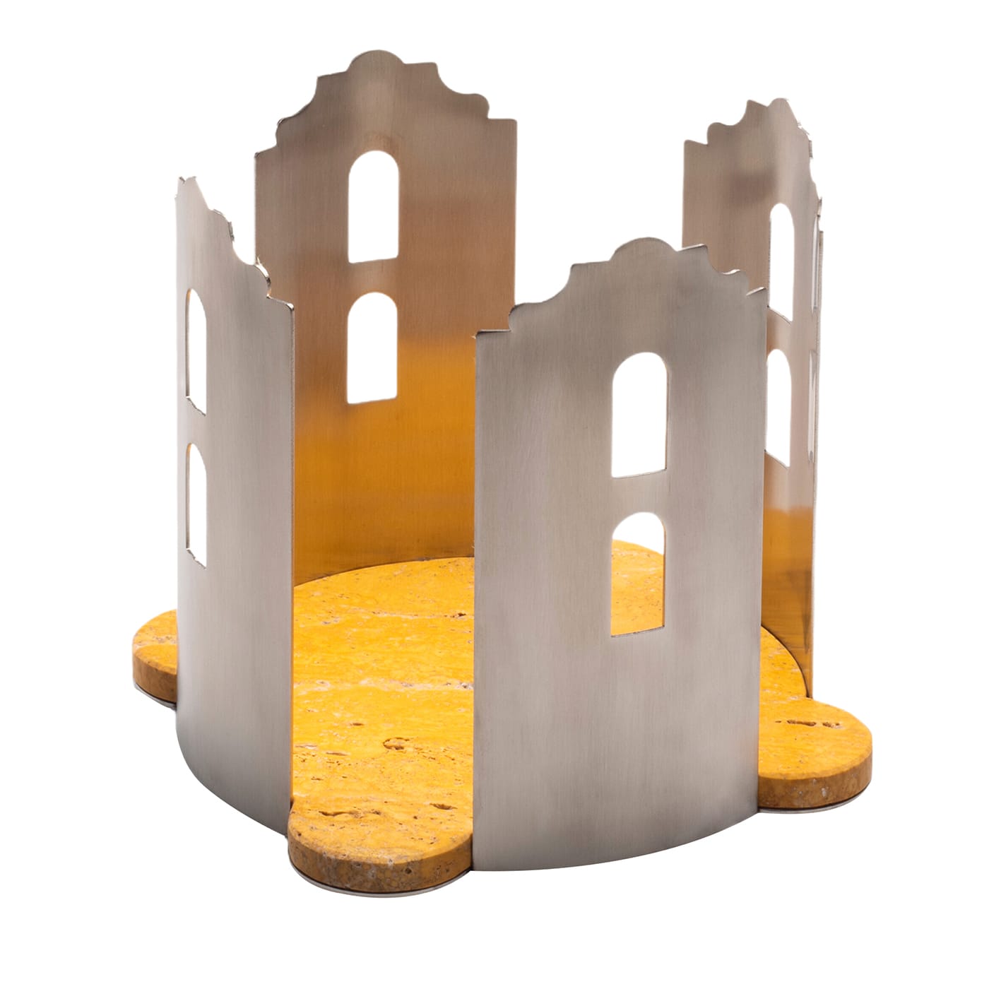 Centrotavola in travertino giallo Quattrocanti di Gabriele D'Angelo