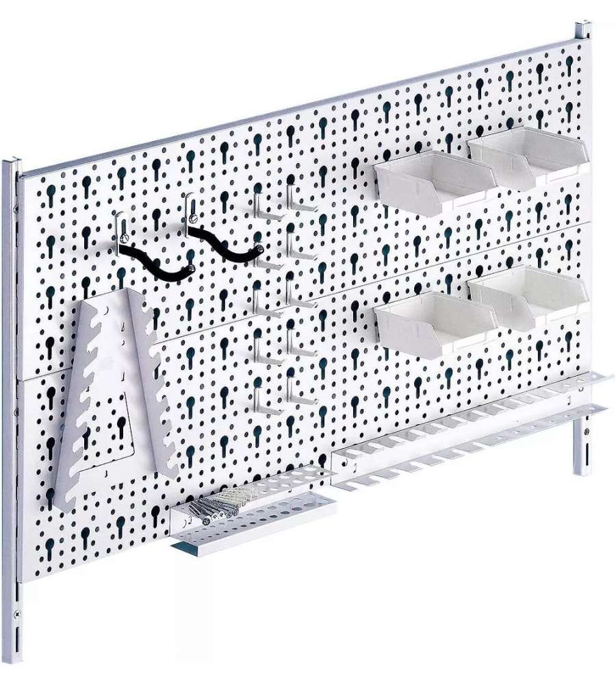 Alfer Pannello Porta Attrezzi da Parete in Acciaio Bianco - 80x40 cm