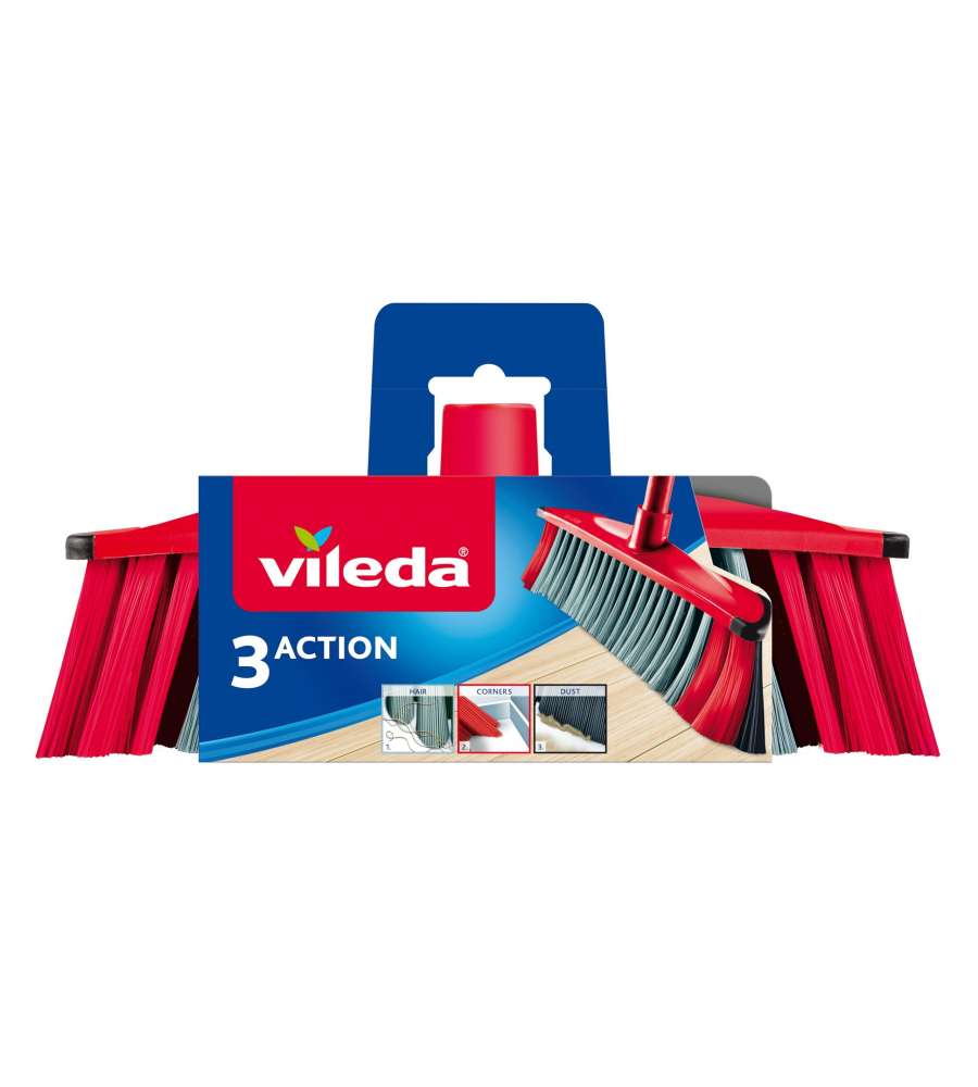 Vileda Scopa 3Action - Rosso Grigio - 28x4x14 cm