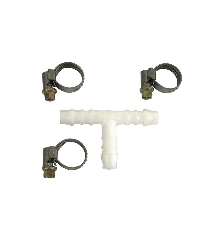 Giunzione per tubi a "T" + 2 fascette - 10 mm = 3/8