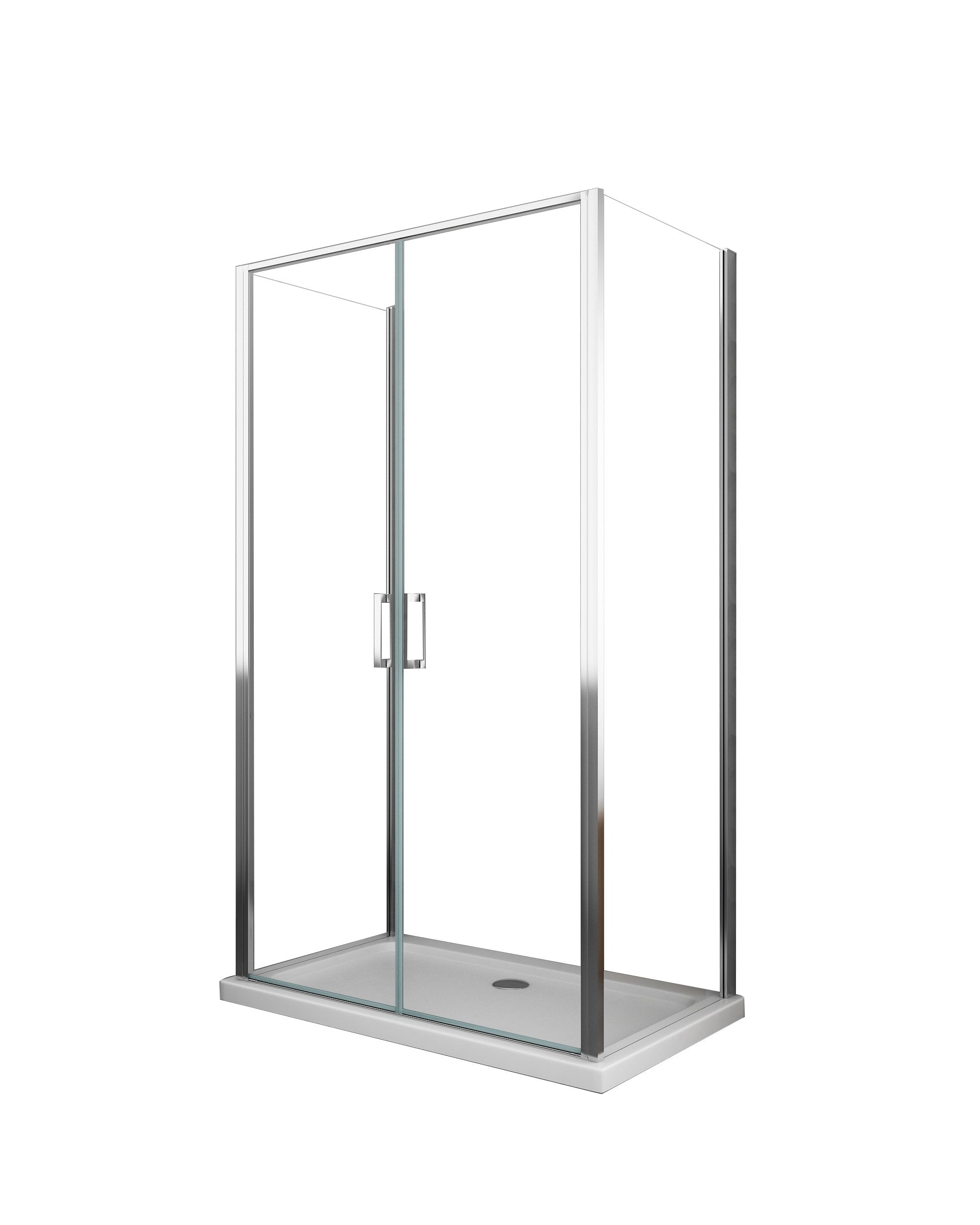 Porta battente Saloon + 2 lati fissi box doccia 6 mm cromo 2 FISSE 97,5-100 + SALOON 67-70