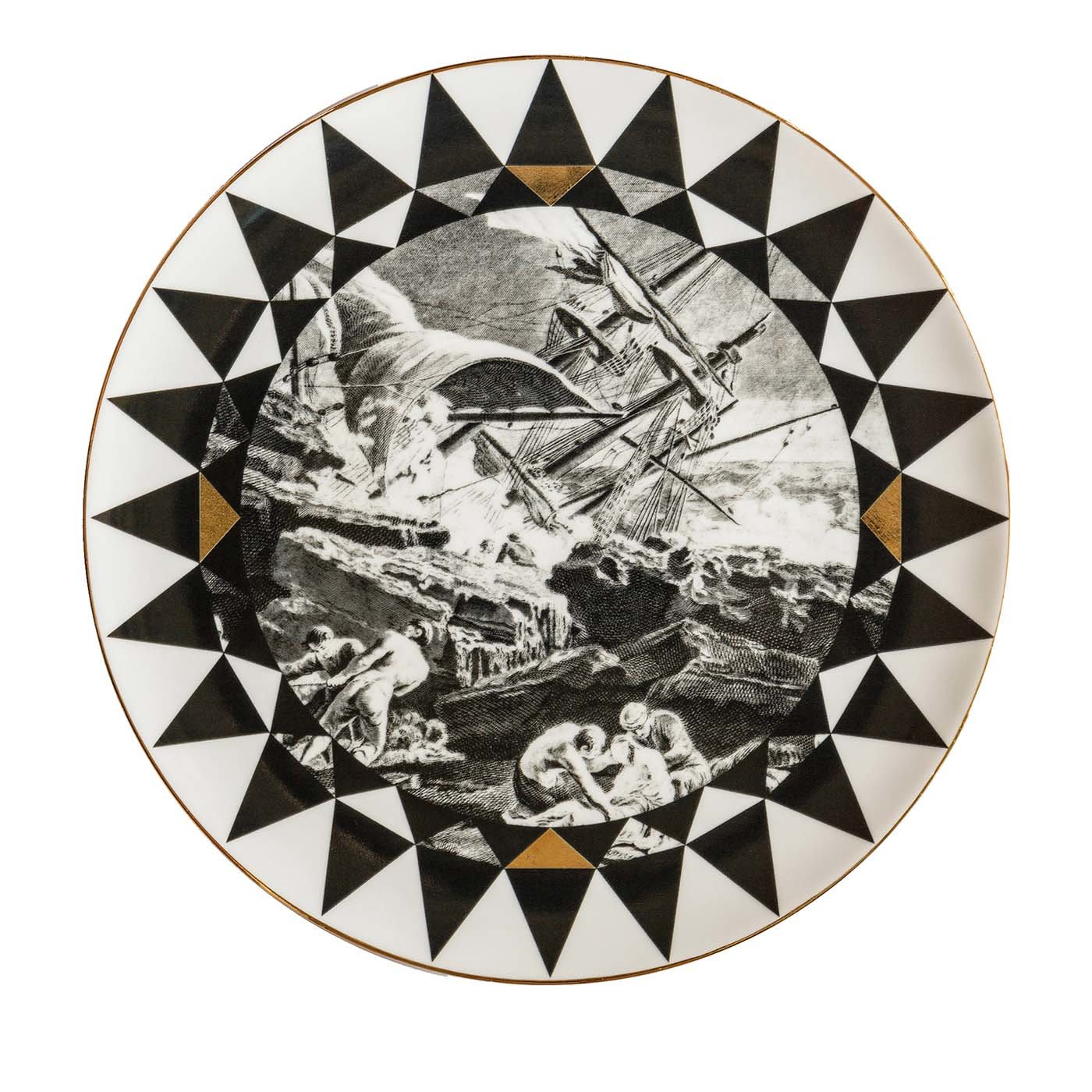 Piatto da portata in porcellana Casquets con geometrie e paesaggi #6