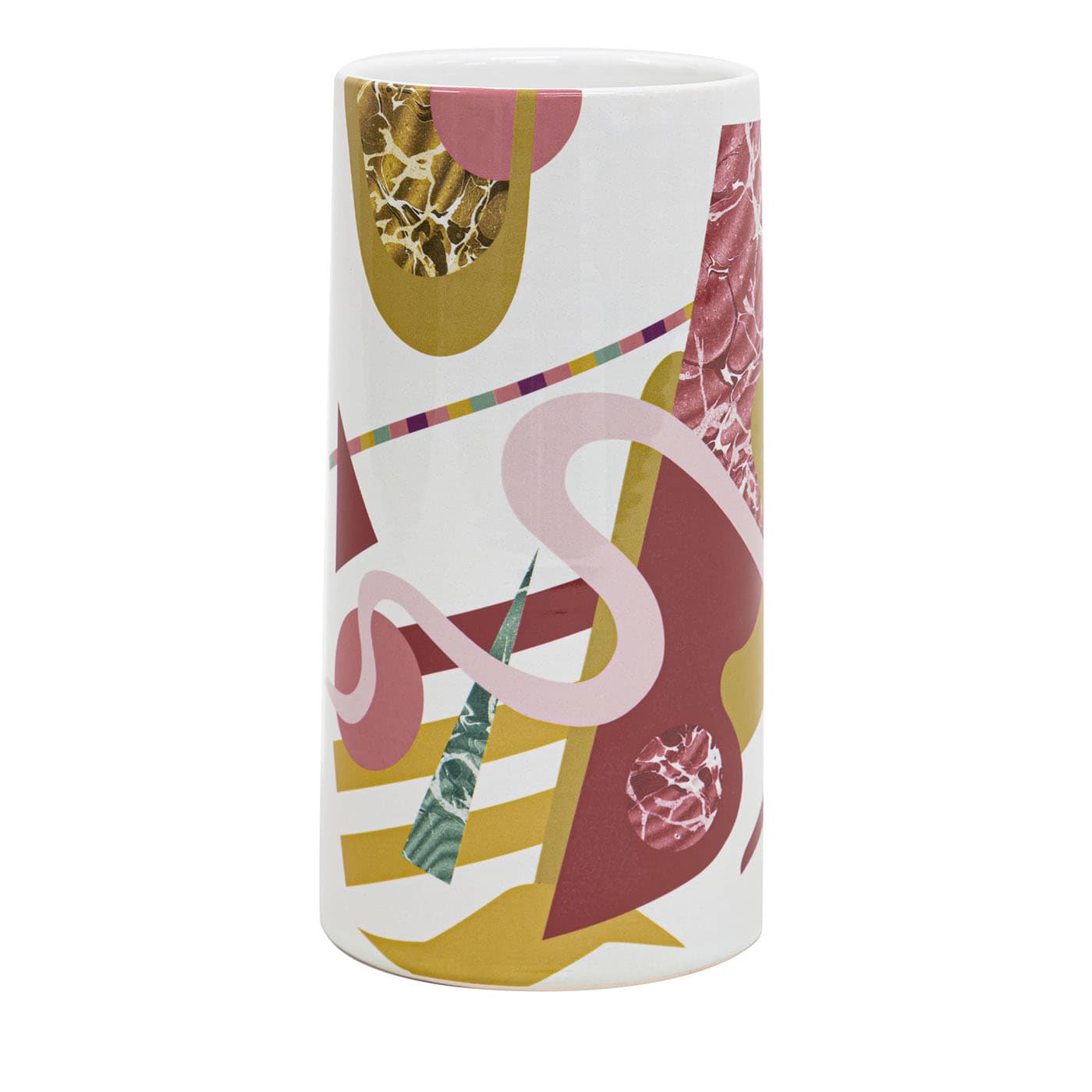 Alchimie vaso cilindrico in maiolica con decoro astratto