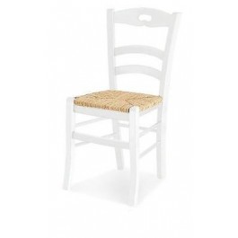 6 PEZZI SEDIA SEDIE LEGNO COL. BIANCO OPACO SEDUTA PAGLIA X CUCINA provenzale