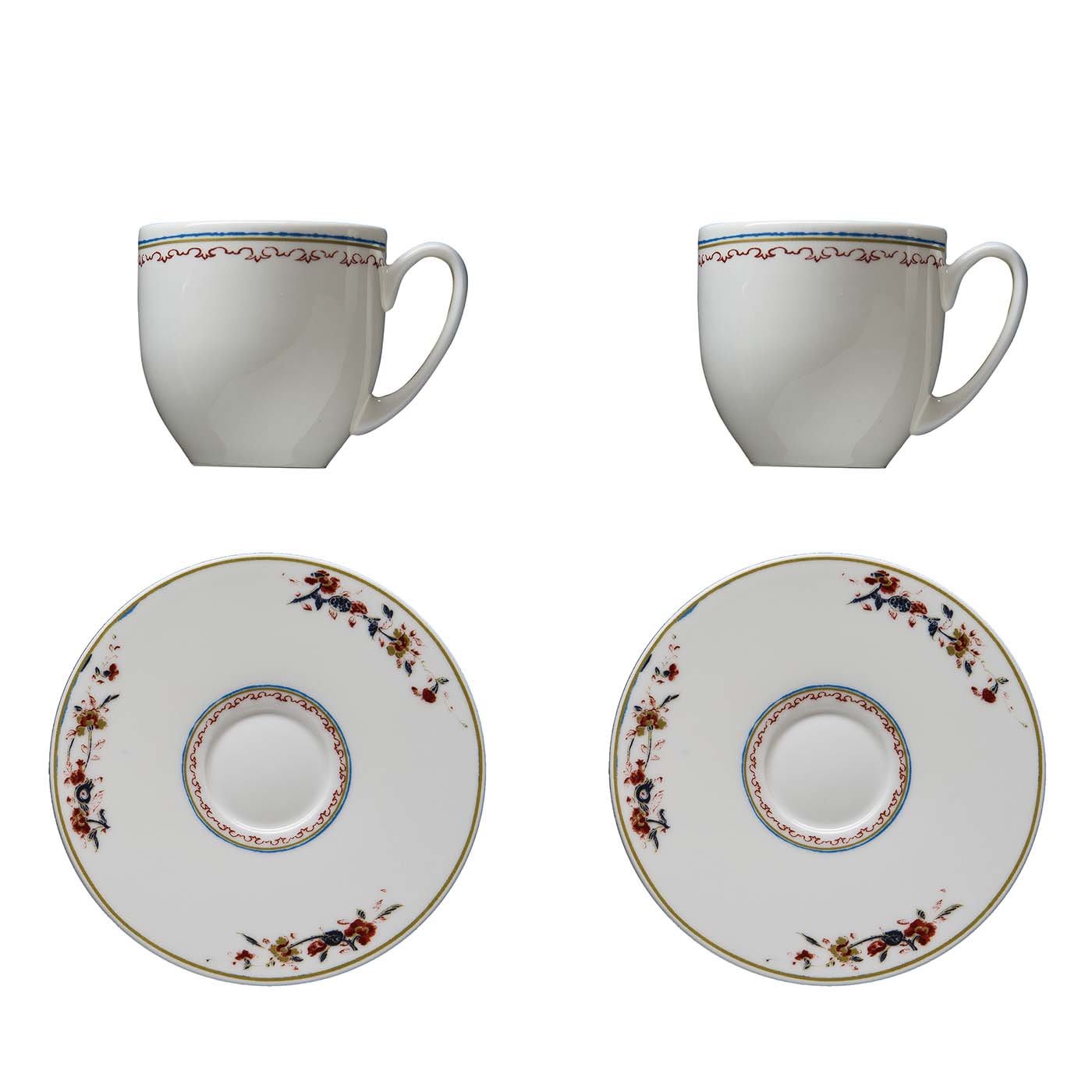 Chinesi Fiori Finiti Set di 2 tazze da caffè con piattino