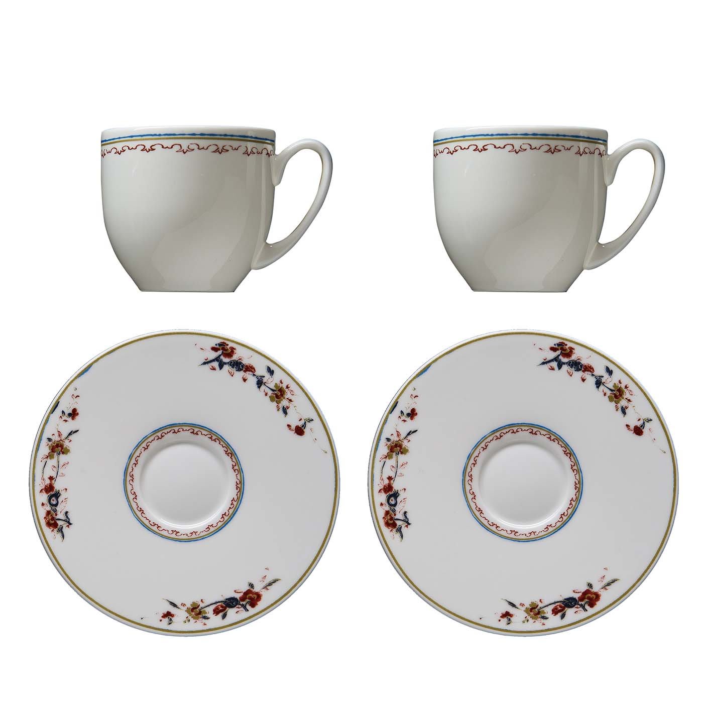Chinesi Fiori Finiti Set di 2 tazze e piattini da tè