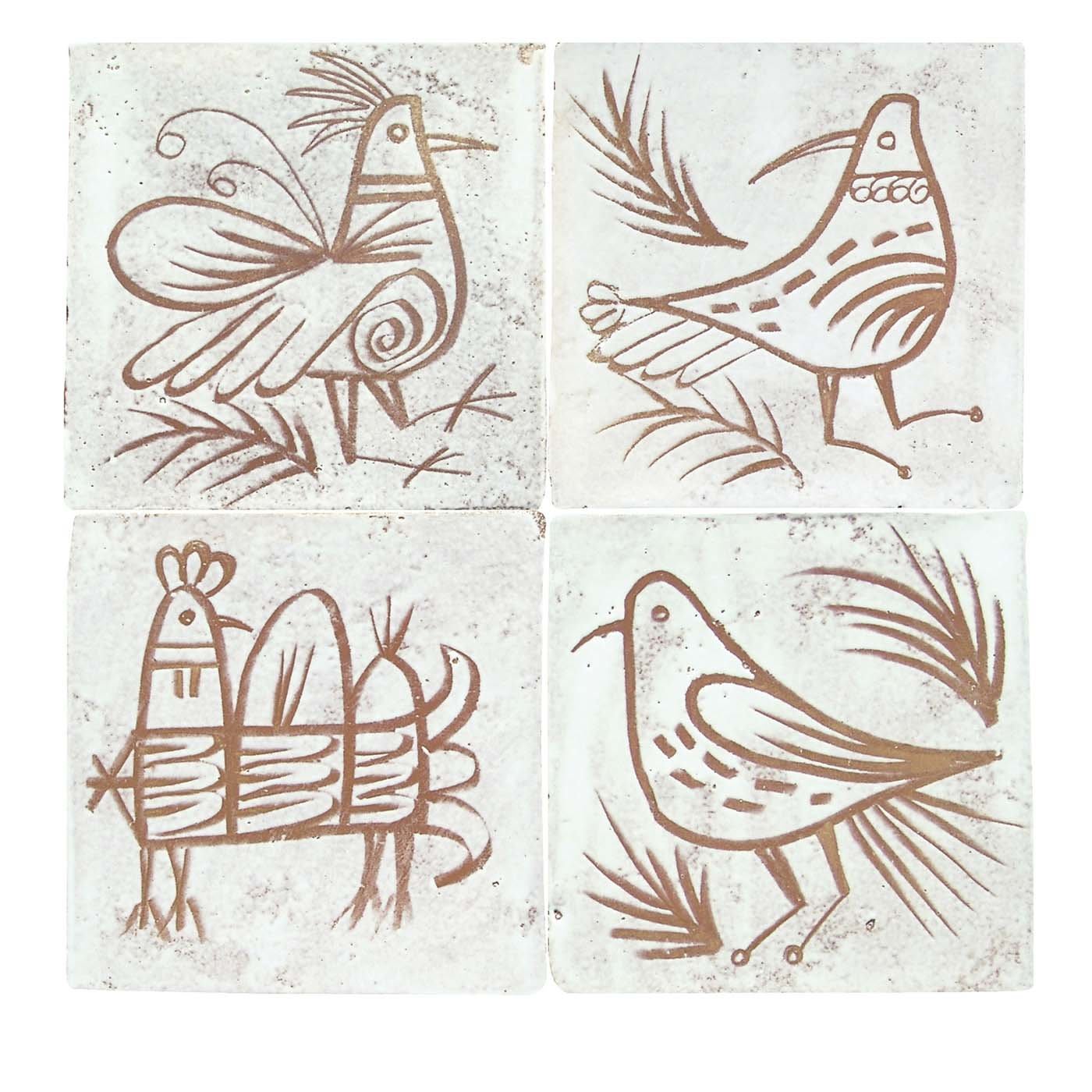 Le Pavoncelle Vallauris Set di 4 piastrelle