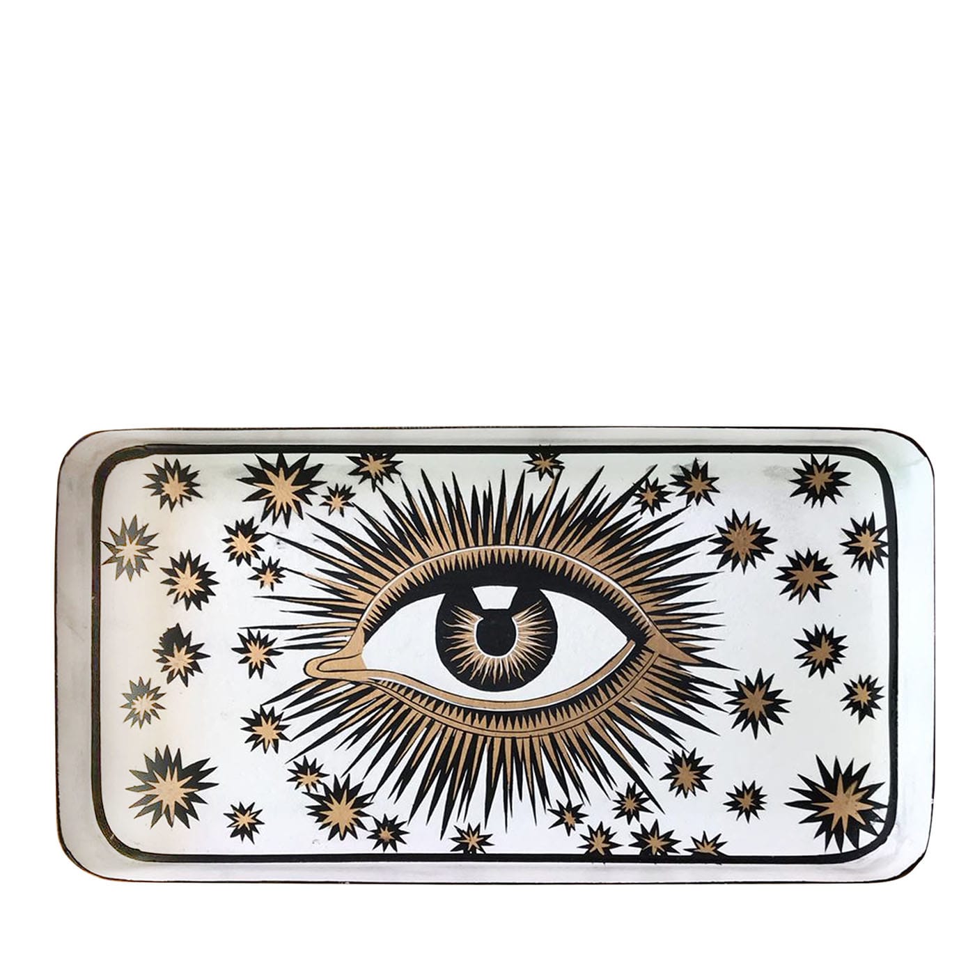 Vassoio in ferro bianco dipinto a mano