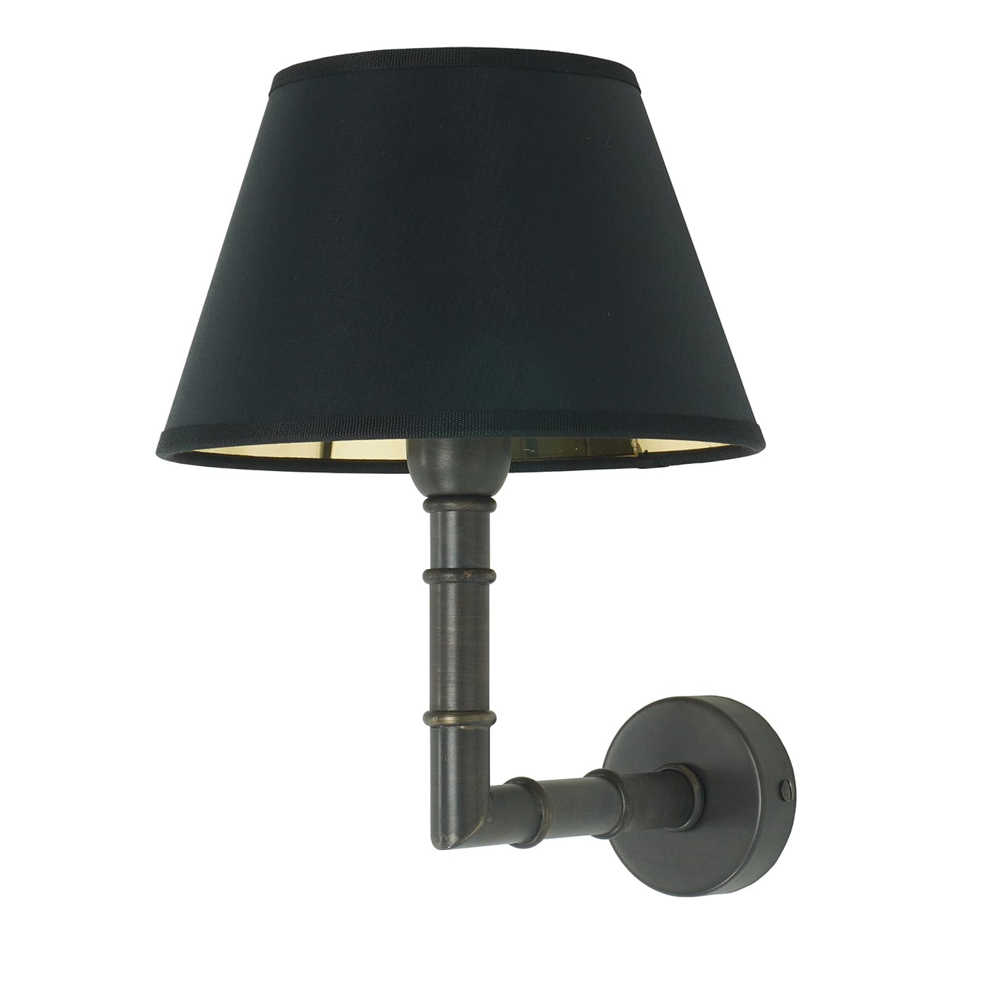 Alanis Lampada da Parete Ottone Finitura Nera con Paralume in Tessuto Nero