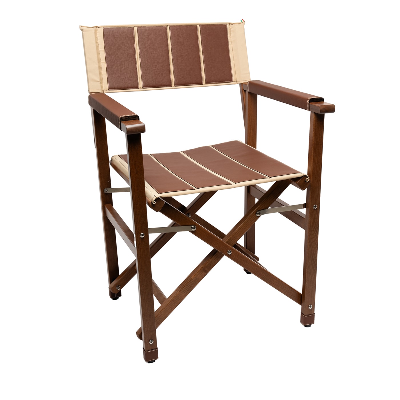 Sedia regista beige con rivestimento in ecopelle