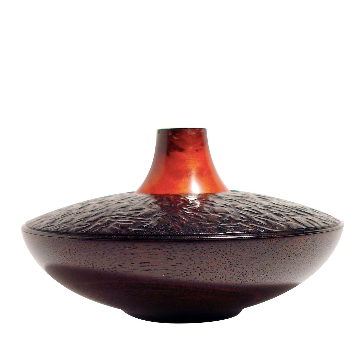 Portavaso Vulcano in legno di ebano e avorio rosa