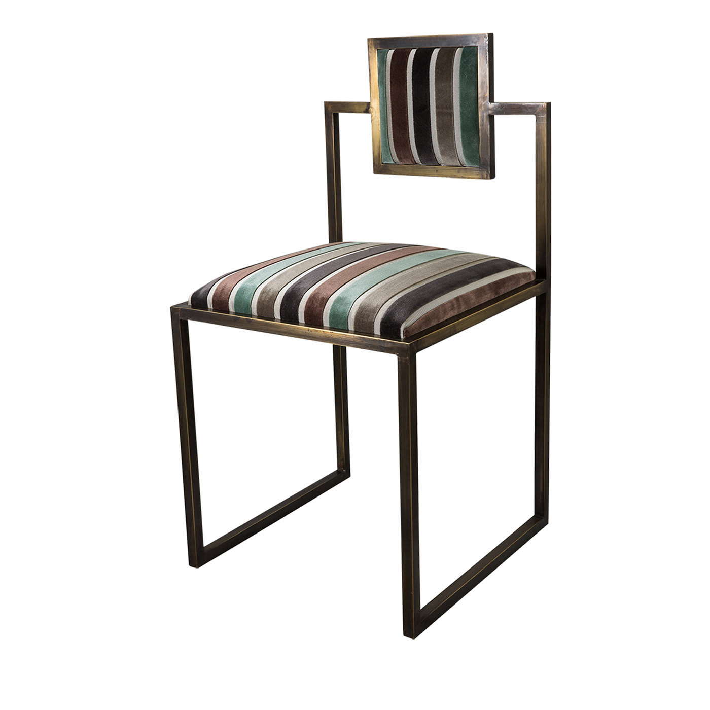 Sedia quadrata Sarnia Aqua Brass