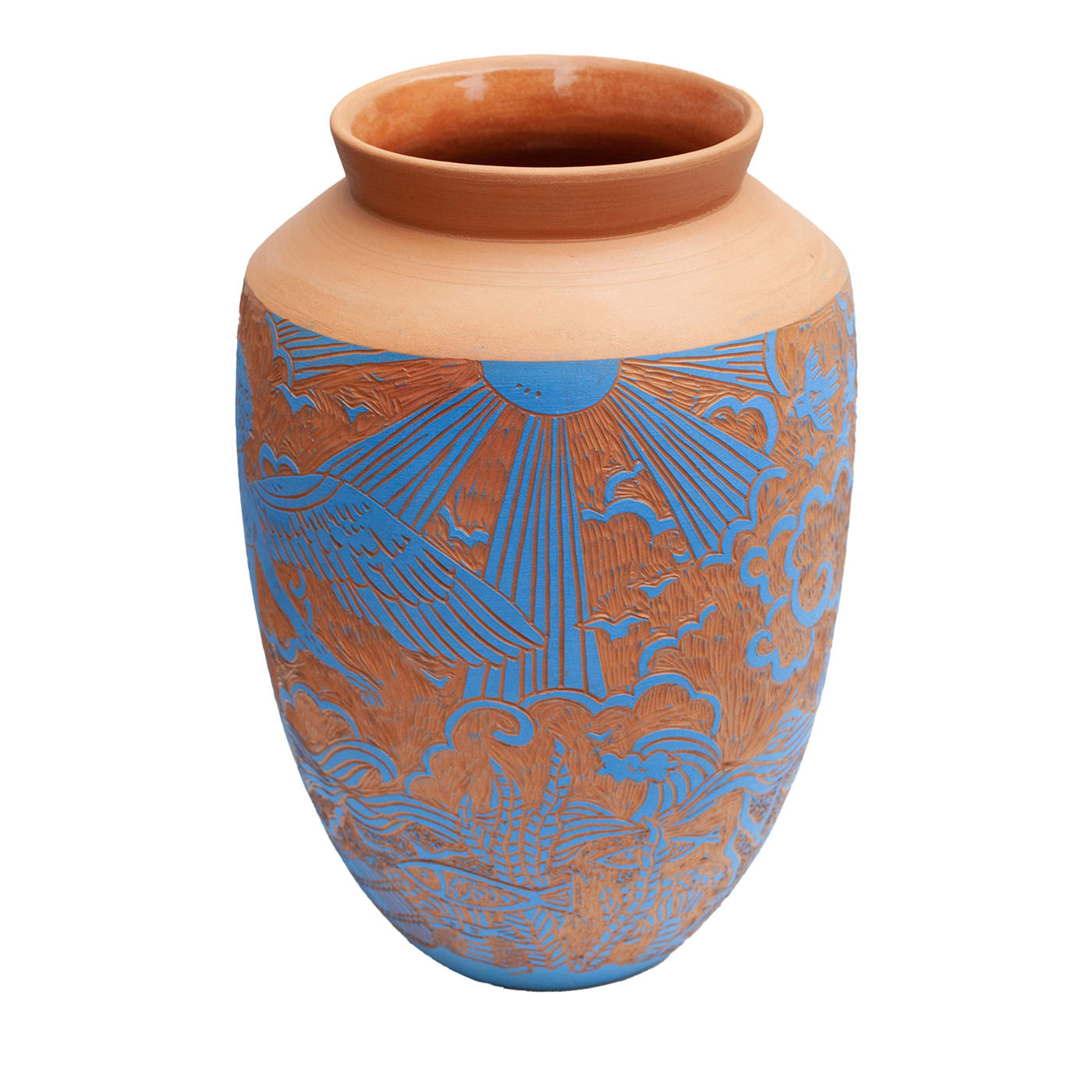 Vaso blu Il Pescatore di Granchi di Clara Holt e Chiara Zoppei