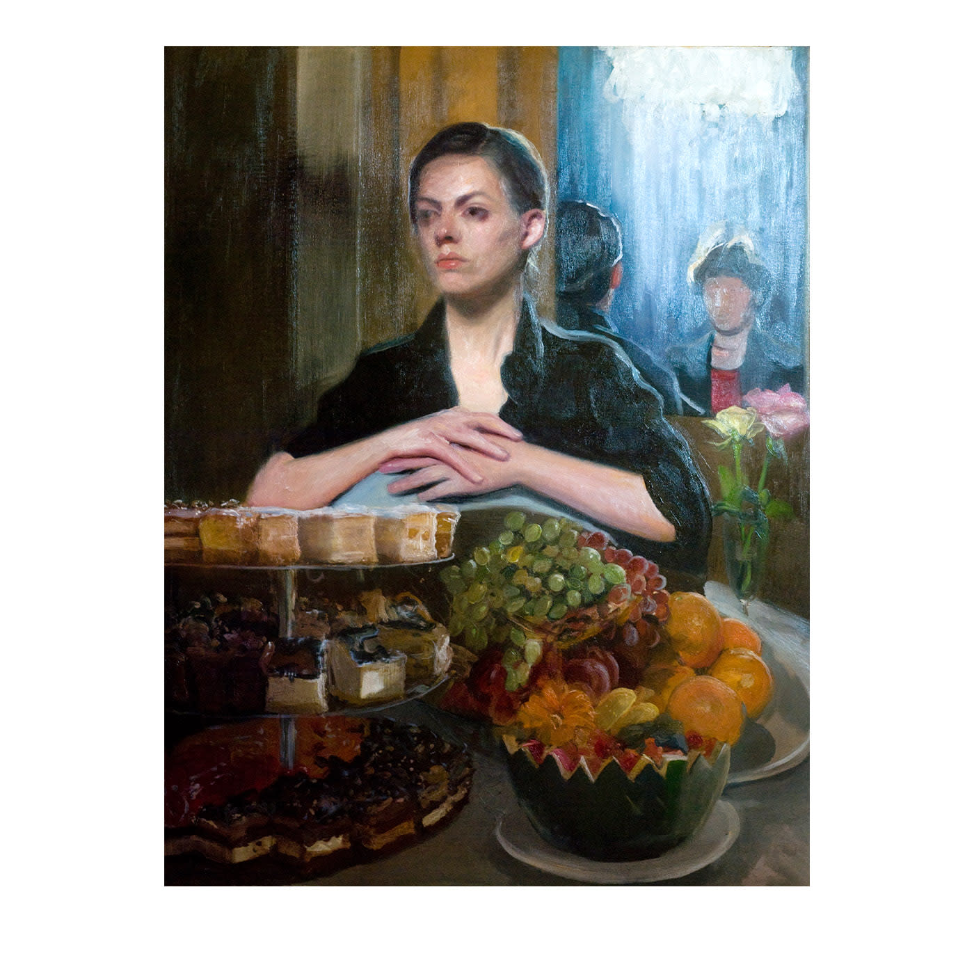 Ragazza al Bancone Olio su tela