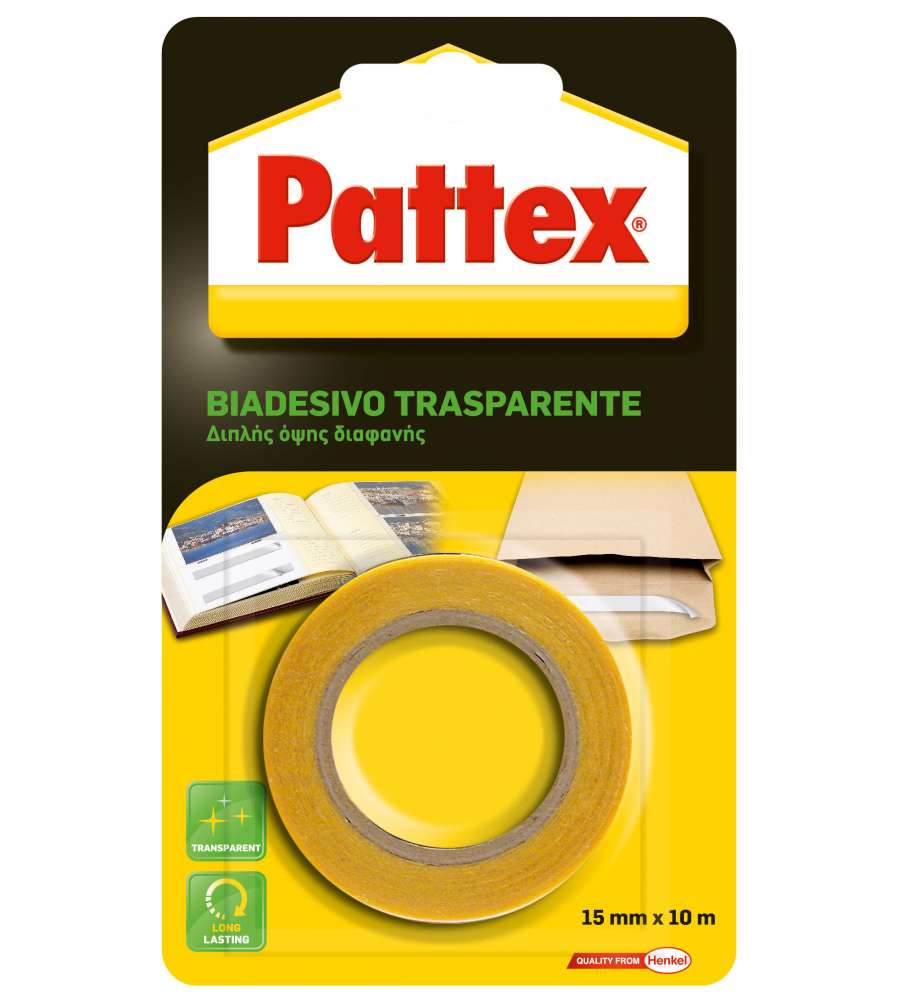 Pattex Nastro Biadesivo Trasparente - 15 mm x 10 m