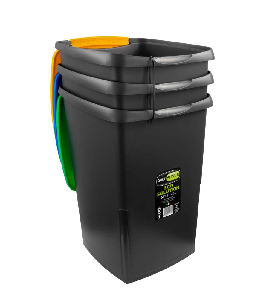 GioStyle Pattumiere per Raccolta Differenziata - Nero Giallo Verde Azzurro - 45L